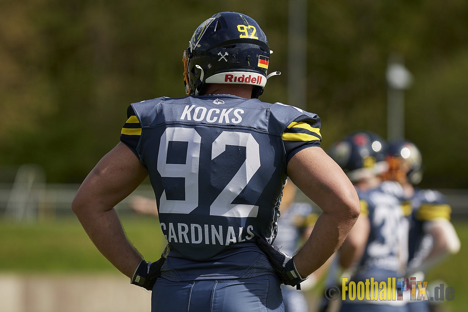 AFCV Regionalliga Season 2023 Essen Assindia Cardinals vs. Wuppertal Greyhounds am 30.04.2023 im Stadion Stadion am Hallo, Hallostraße 50, 45141 Essen, Punkte Endstand 12 : 27.
[2023-04-30_0186] - EssenAssindiaCardinalsVsWuppertalGreyhounds