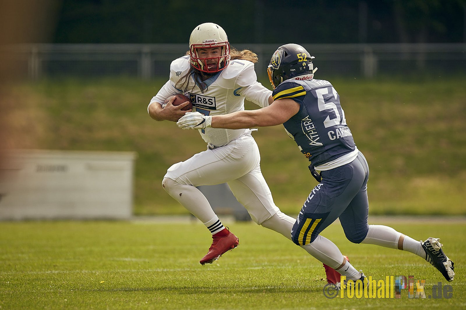 AFCV Regionalliga Season 2023 Essen Assindia Cardinals vs. Bonn Gamecocks am 21.05.2023 im Stadion am Hallo, Hallostraße 50, 45141 Essen, Punkte Endstand: 20 : 28
[Bildnummer: 2023-05-21_0082] - EssenAssindiaCardinalsVsBonnGamecocks