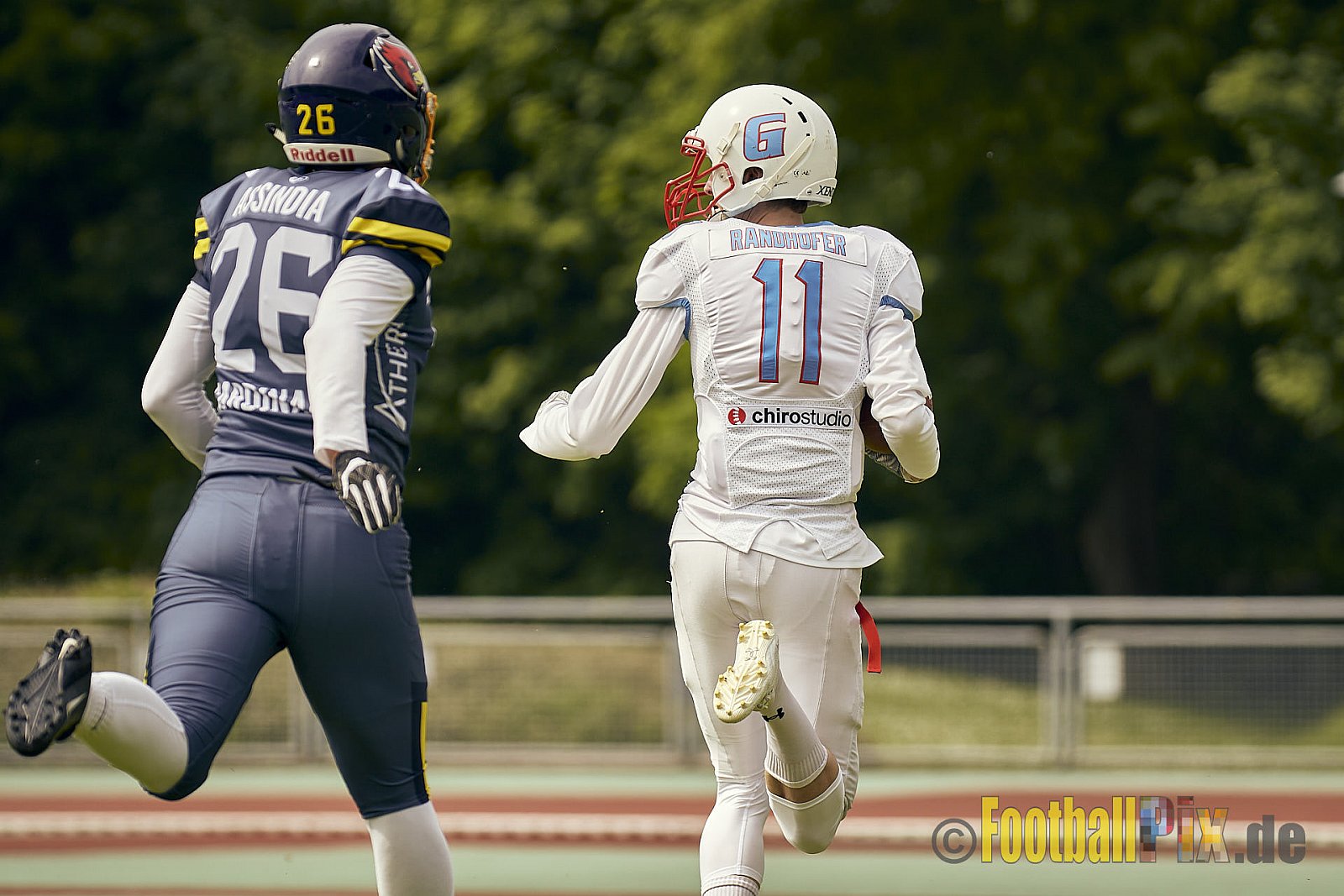 AFCV Regionalliga Season 2023 Essen Assindia Cardinals vs. Bonn Gamecocks am 21.05.2023 im Stadion am Hallo, Hallostraße 50, 45141 Essen, Punkte Endstand: 20 : 28
[Bildnummer: 2023-05-21_0089] - EssenAssindiaCardinalsVsBonnGamecocks