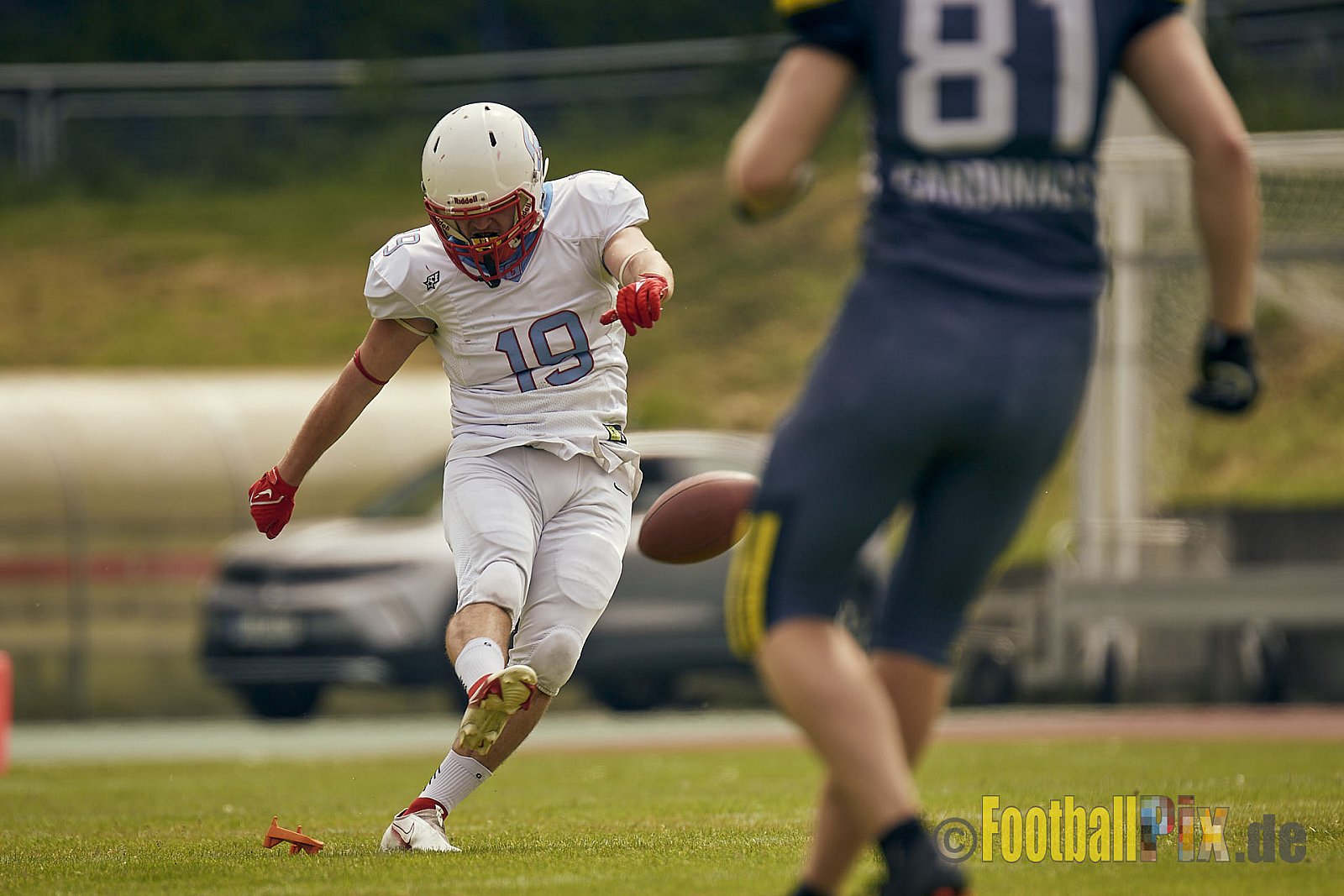 AFCV Regionalliga Season 2023 Essen Assindia Cardinals vs. Bonn Gamecocks am 21.05.2023 im Stadion am Hallo, Hallostraße 50, 45141 Essen, Punkte Endstand: 20 : 28
[Bildnummer: 2023-05-21_0098] - EssenAssindiaCardinalsVsBonnGamecocks