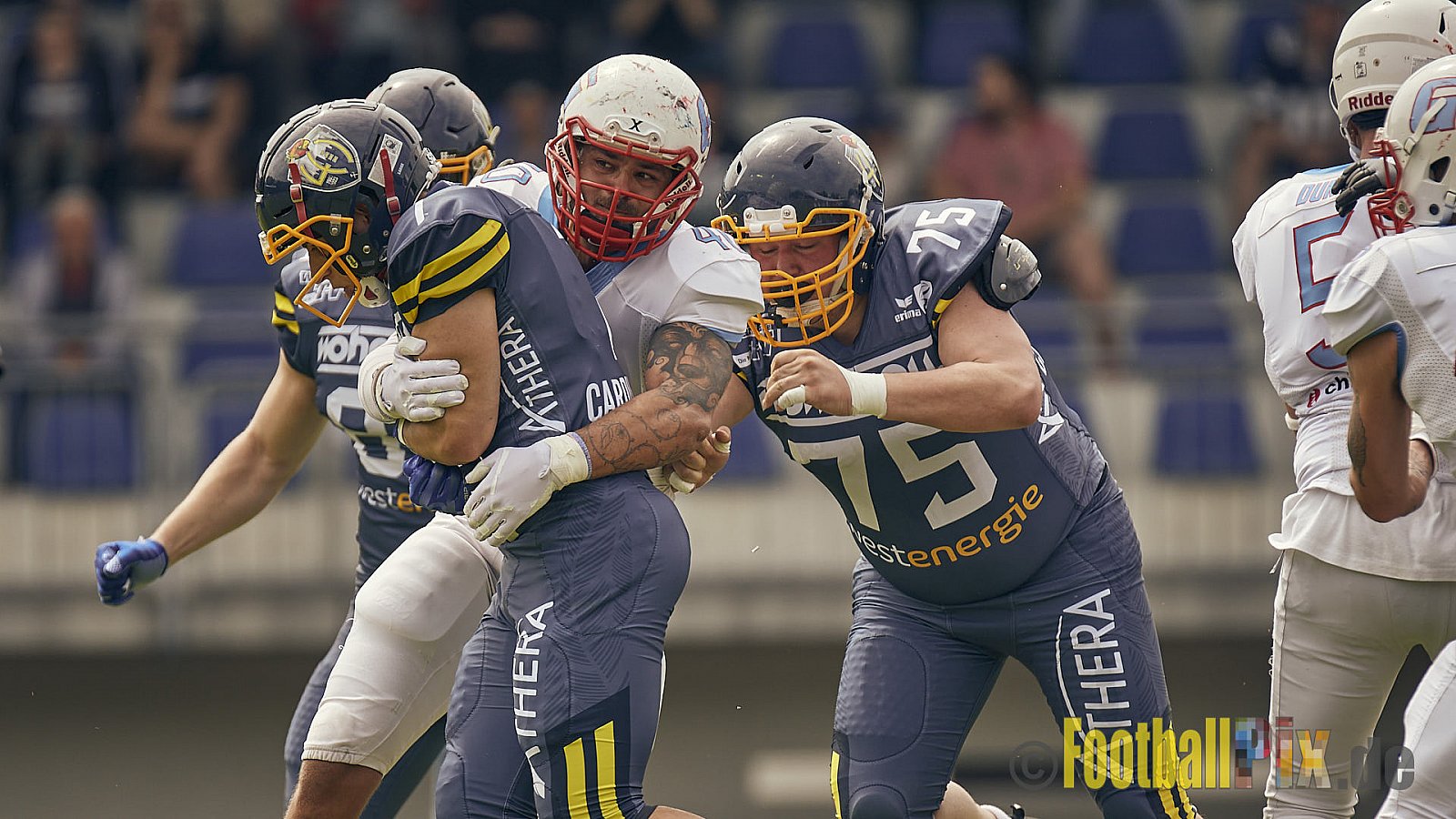 AFCV Regionalliga Season 2023 Essen Assindia Cardinals vs. Bonn Gamecocks am 21.05.2023 im Stadion am Hallo, Hallostraße 50, 45141 Essen, Punkte Endstand: 20 : 28
[Bildnummer: 2023-05-21_0100] - EssenAssindiaCardinalsVsBonnGamecocks