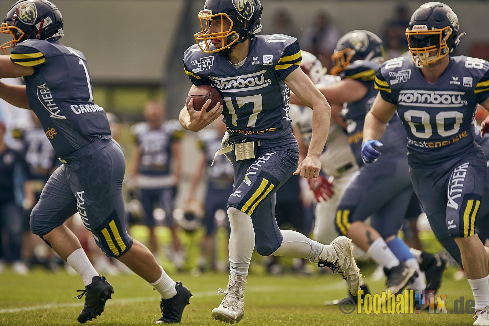 AFCV Regionalliga Season 2023 Essen Assindia Cardinals vs. Bonn Gamecocks am 21.05.2023 im Stadion am Hallo, Hallostraße 50, 45141 Essen, Punkte Endstand: 20 : 28
[Bildnummer: 2023-05-21_0116] - EssenAssindiaCardinalsVsBonnGamecocks