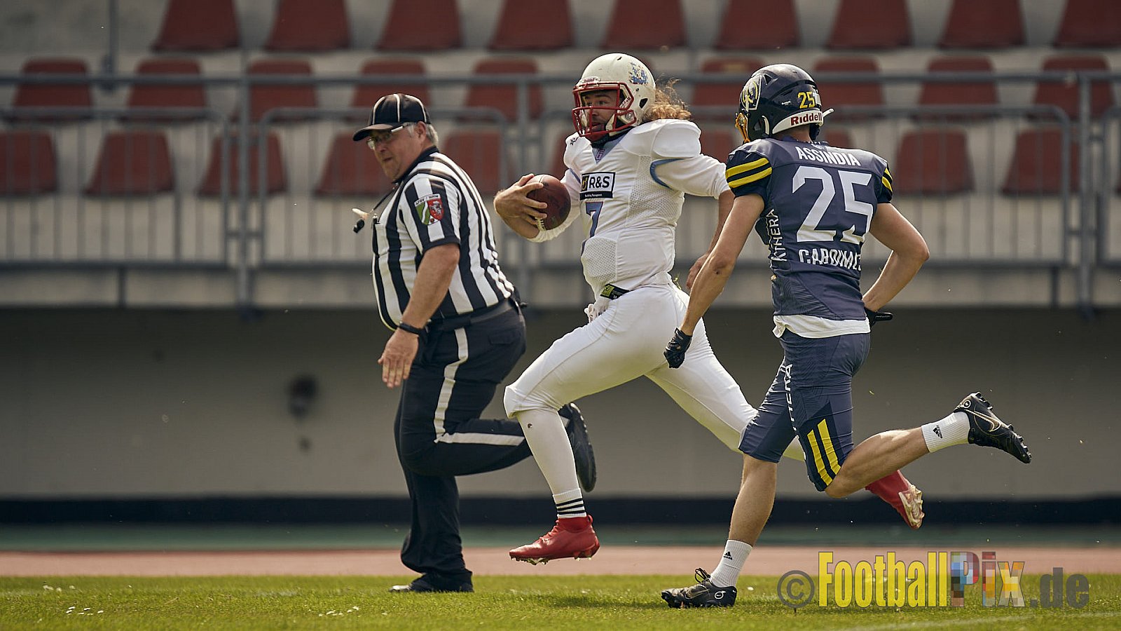 AFCV Regionalliga Season 2023 Essen Assindia Cardinals vs. Bonn Gamecocks am 21.05.2023 im Stadion am Hallo, Hallostraße 50, 45141 Essen, Punkte Endstand: 20 : 28
[Bildnummer: 2023-05-21_0151] - EssenAssindiaCardinalsVsBonnGamecocks