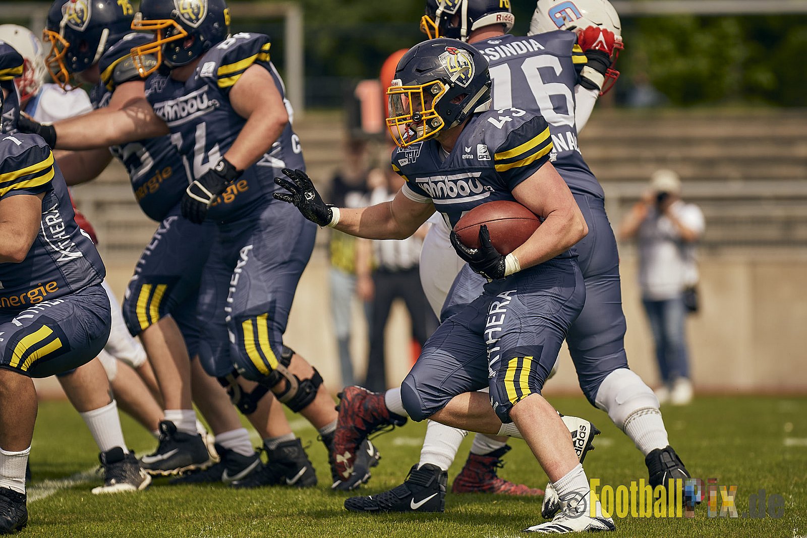 AFCV Regionalliga Season 2023 Essen Assindia Cardinals vs. Bonn Gamecocks am 21.05.2023 im Stadion am Hallo, Hallostraße 50, 45141 Essen, Punkte Endstand: 20 : 28
[Bildnummer: 2023-05-21_0175] - EssenAssindiaCardinalsVsBonnGamecocks
