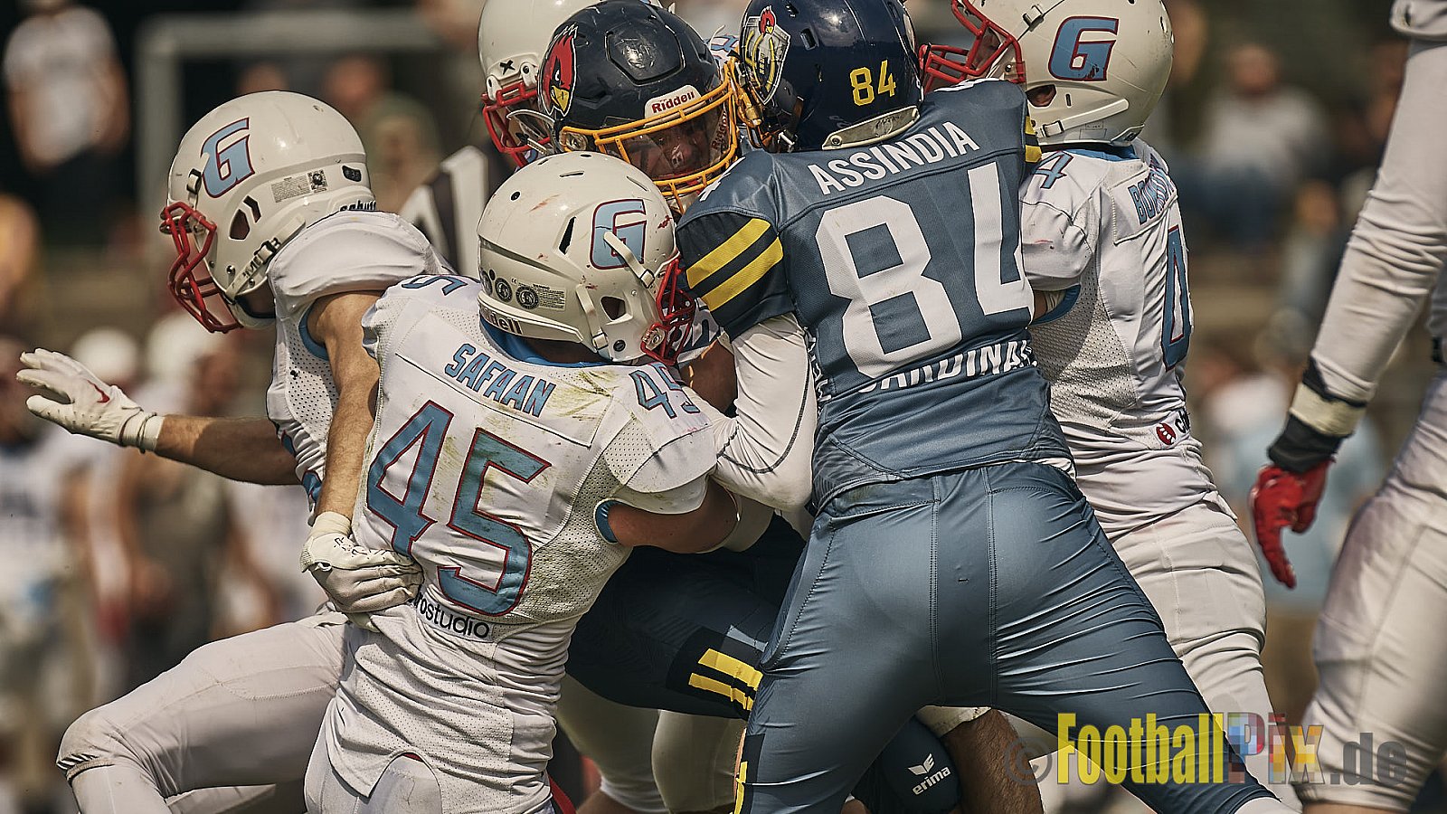 AFCV Regionalliga Season 2023 Essen Assindia Cardinals vs. Bonn Gamecocks am 21.05.2023 im Stadion am Hallo, Hallostraße 50, 45141 Essen, Punkte Endstand: 20 : 28
[Bildnummer: 2023-05-21_0177] - EssenAssindiaCardinalsVsBonnGamecocks