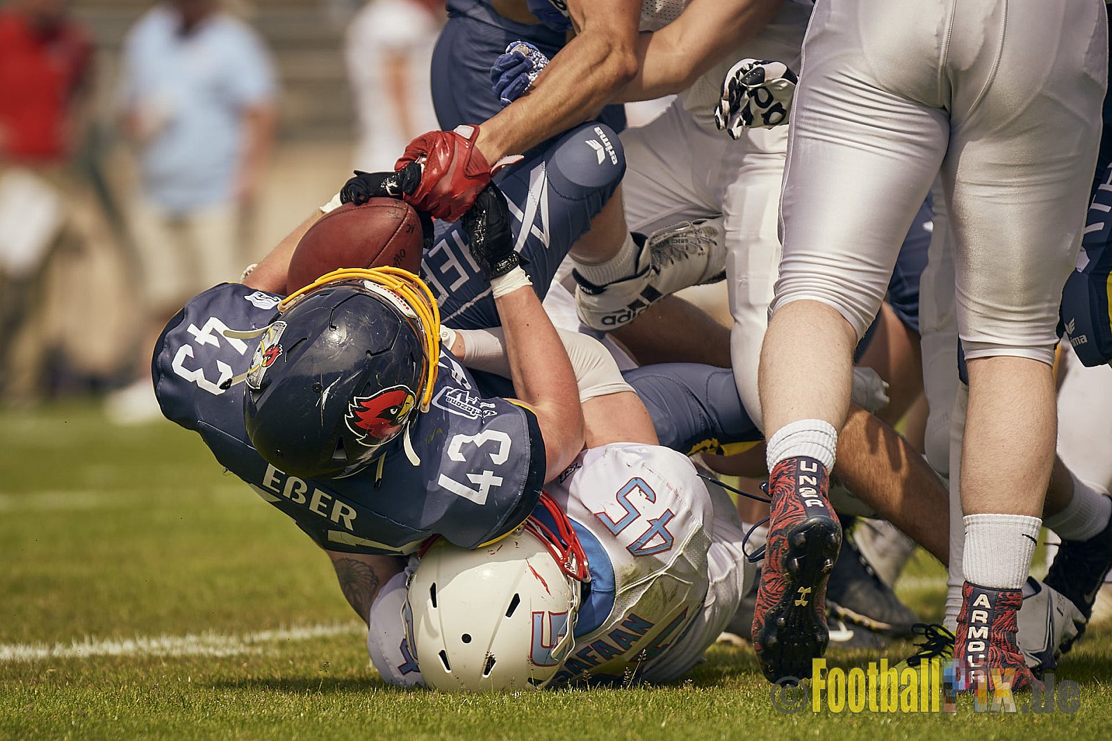 AFCV Regionalliga Season 2023 Essen Assindia Cardinals vs. Bonn Gamecocks am 21.05.2023 im Stadion am Hallo, Hallostraße 50, 45141 Essen, Punkte Endstand: 20 : 28
[Bildnummer: 2023-05-21_0180] - EssenAssindiaCardinalsVsBonnGamecocks