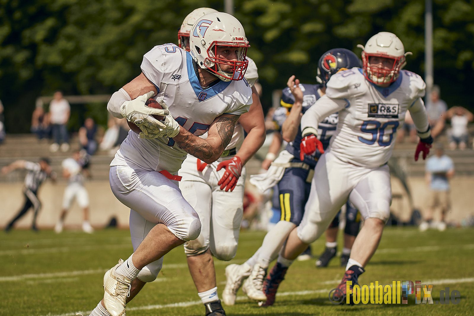 AFCV Regionalliga Season 2023 Essen Assindia Cardinals vs. Bonn Gamecocks am 21.05.2023 im Stadion am Hallo, Hallostraße 50, 45141 Essen, Punkte Endstand: 20 : 28
[Bildnummer: 2023-05-21_0216] - EssenAssindiaCardinalsVsBonnGamecocks