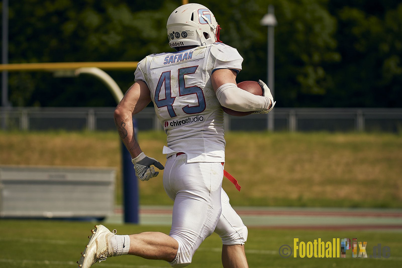 AFCV Regionalliga Season 2023 Essen Assindia Cardinals vs. Bonn Gamecocks am 21.05.2023 im Stadion am Hallo, Hallostraße 50, 45141 Essen, Punkte Endstand: 20 : 28
[Bildnummer: 2023-05-21_0220] - EssenAssindiaCardinalsVsBonnGamecocks