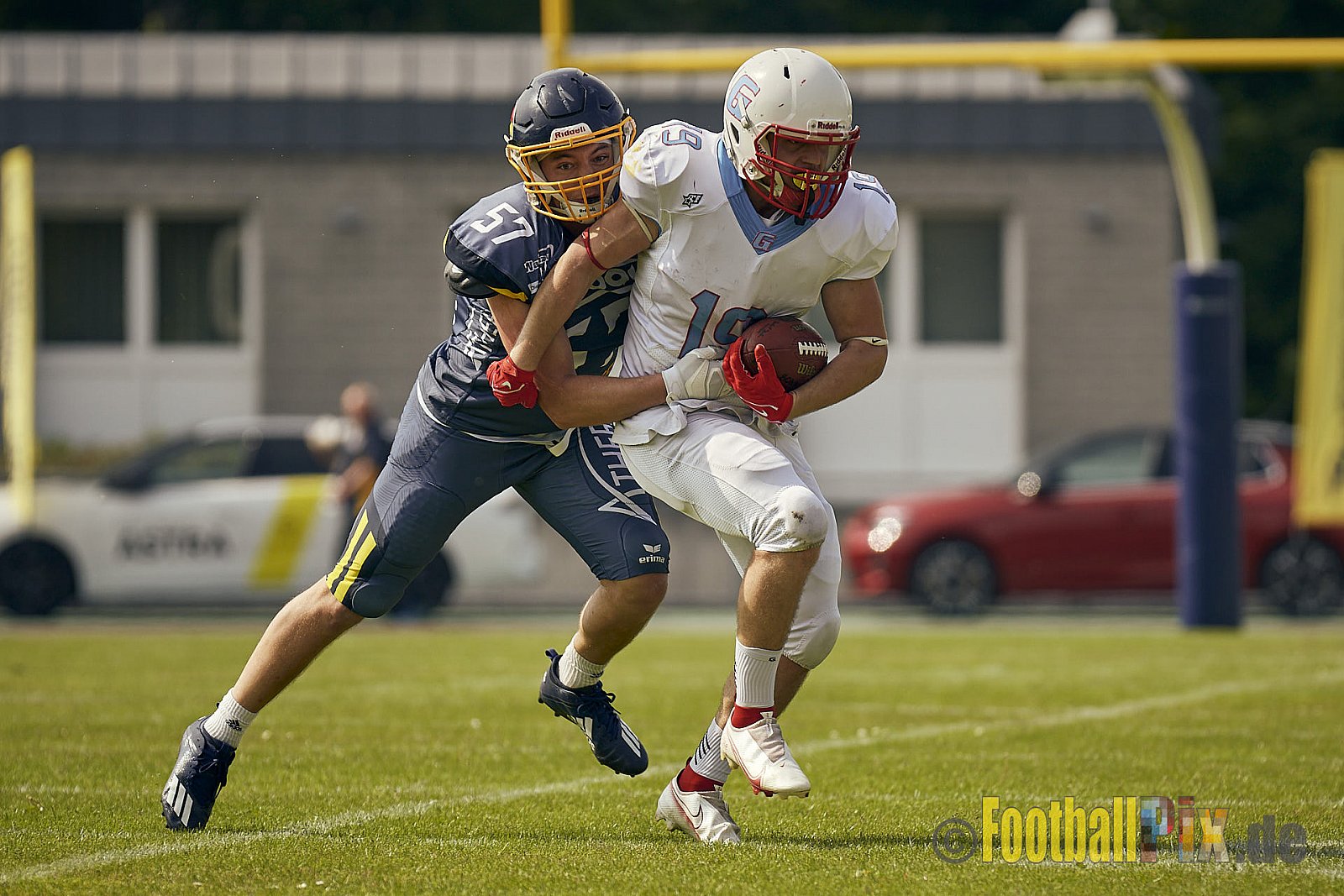 AFCV Regionalliga Season 2023 Essen Assindia Cardinals vs. Bonn Gamecocks am 21.05.2023 im Stadion am Hallo, Hallostraße 50, 45141 Essen, Punkte Endstand: 20 : 28
[Bildnummer: 2023-05-21_0229] - EssenAssindiaCardinalsVsBonnGamecocks