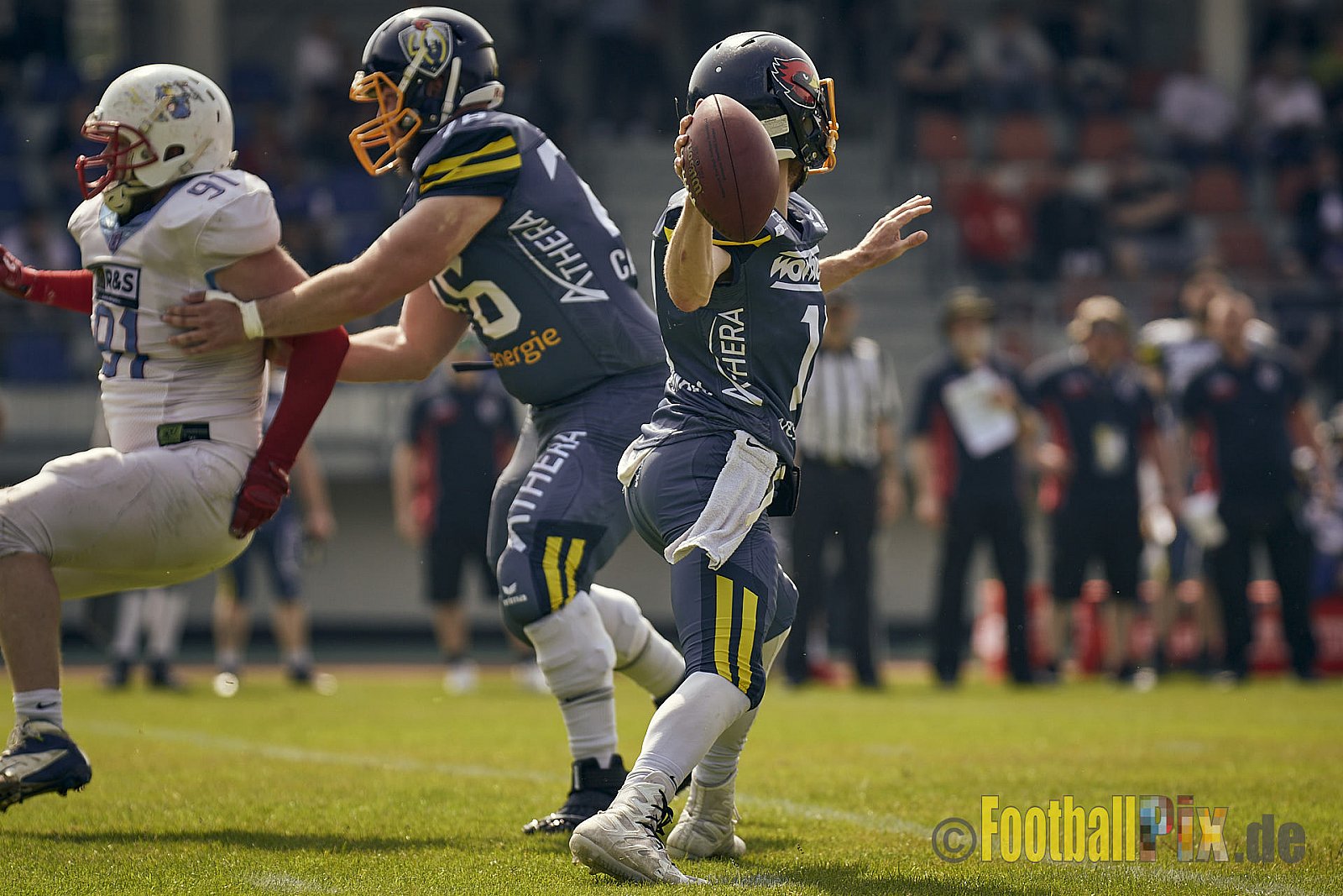 AFCV Regionalliga Season 2023 Essen Assindia Cardinals vs. Bonn Gamecocks am 21.05.2023 im Stadion am Hallo, Hallostraße 50, 45141 Essen, Punkte Endstand: 20 : 28
[Bildnummer: 2023-05-21_0243] - EssenAssindiaCardinalsVsBonnGamecocks