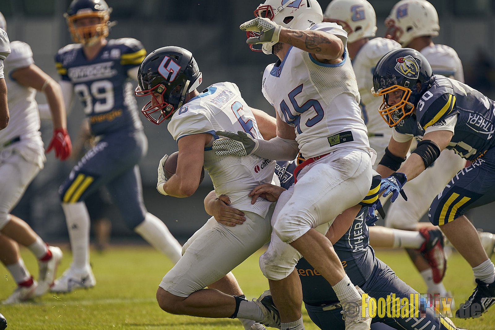 AFCV Regionalliga Season 2023 Essen Assindia Cardinals vs. Bonn Gamecocks am 21.05.2023 im Stadion am Hallo, Hallostraße 50, 45141 Essen, Punkte Endstand: 20 : 28
[Bildnummer: 2023-05-21_0259] - EssenAssindiaCardinalsVsBonnGamecocks