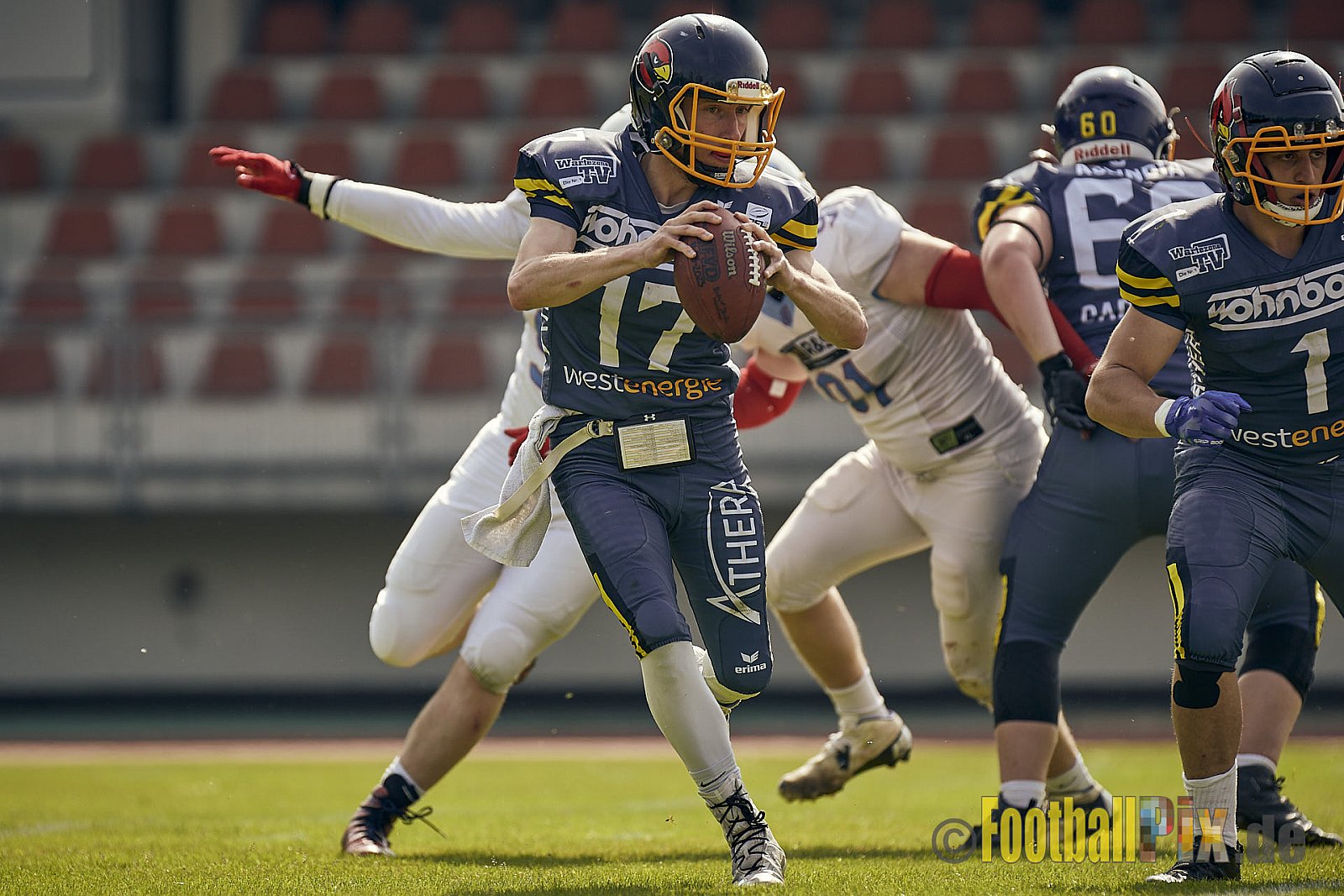 AFCV Regionalliga Season 2023 Essen Assindia Cardinals vs. Bonn Gamecocks am 21.05.2023 im Stadion am Hallo, Hallostraße 50, 45141 Essen, Punkte Endstand: 20 : 28
[Bildnummer: 2023-05-21_0263] - EssenAssindiaCardinalsVsBonnGamecocks