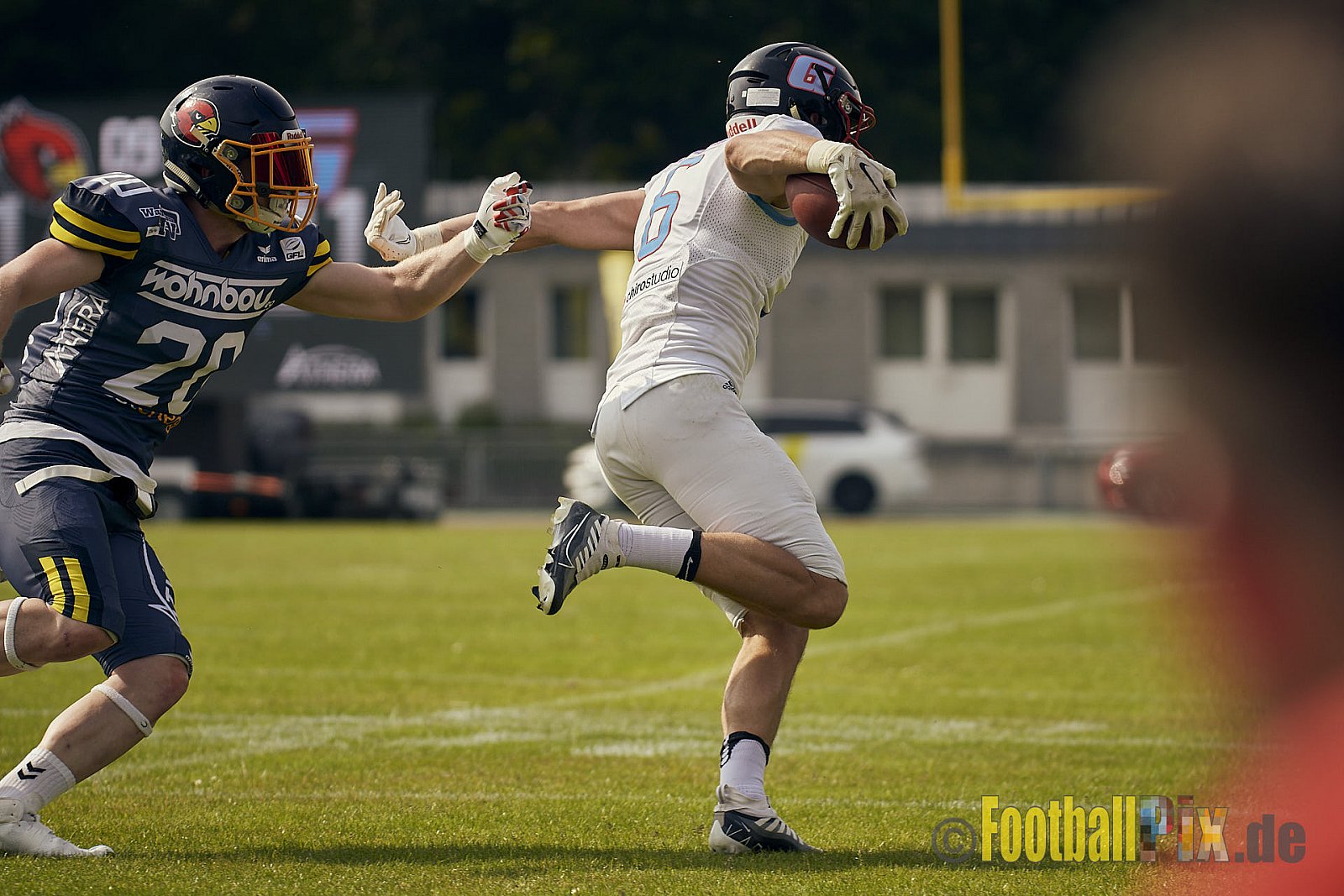 AFCV Regionalliga Season 2023 Essen Assindia Cardinals vs. Bonn Gamecocks am 21.05.2023 im Stadion am Hallo, Hallostraße 50, 45141 Essen, Punkte Endstand: 20 : 28
[Bildnummer: 2023-05-21_0348] - EssenAssindiaCardinalsVsBonnGamecocks