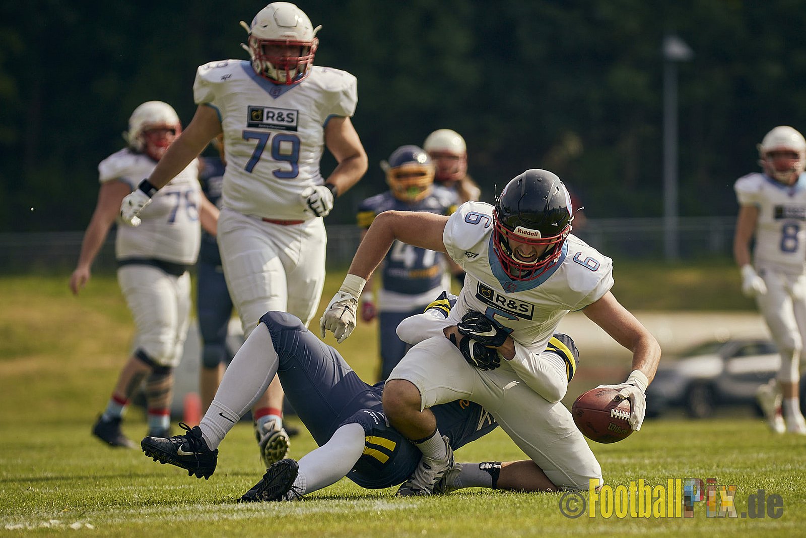 AFCV Regionalliga Season 2023 Essen Assindia Cardinals vs. Bonn Gamecocks am 21.05.2023 im Stadion am Hallo, Hallostraße 50, 45141 Essen, Punkte Endstand: 20 : 28
[Bildnummer: 2023-05-21_0358] - EssenAssindiaCardinalsVsBonnGamecocks