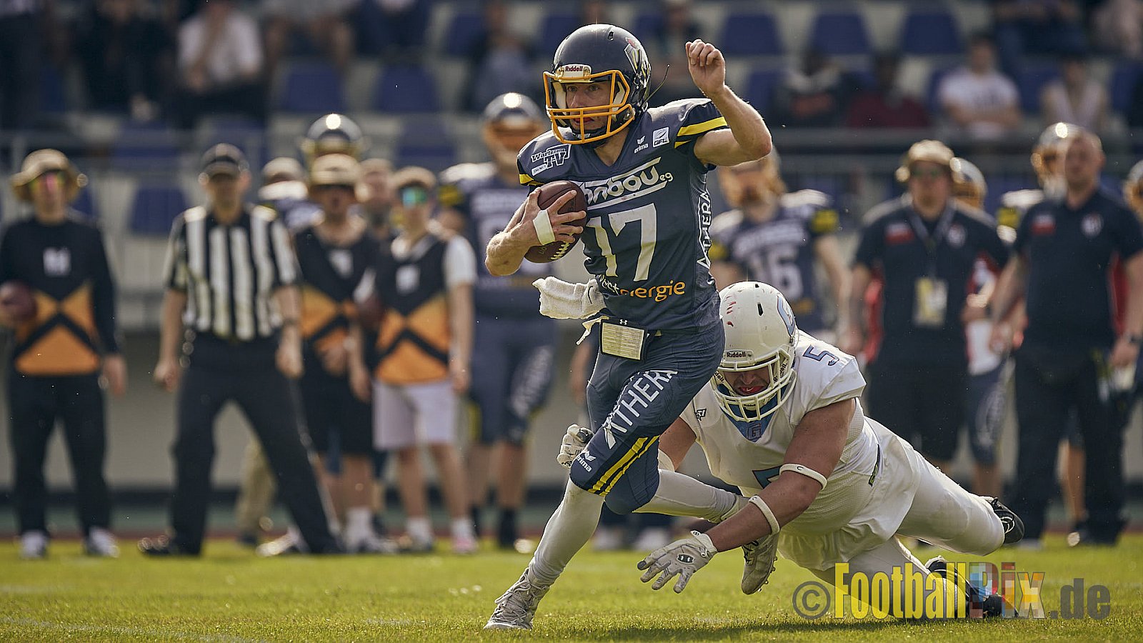 AFCV Regionalliga Season 2023 Essen Assindia Cardinals vs. Bonn Gamecocks am 21.05.2023 im Stadion am Hallo, Hallostraße 50, 45141 Essen, Punkte Endstand: 20 : 28
[Bildnummer: 2023-05-21_0391] - EssenAssindiaCardinalsVsBonnGamecocks