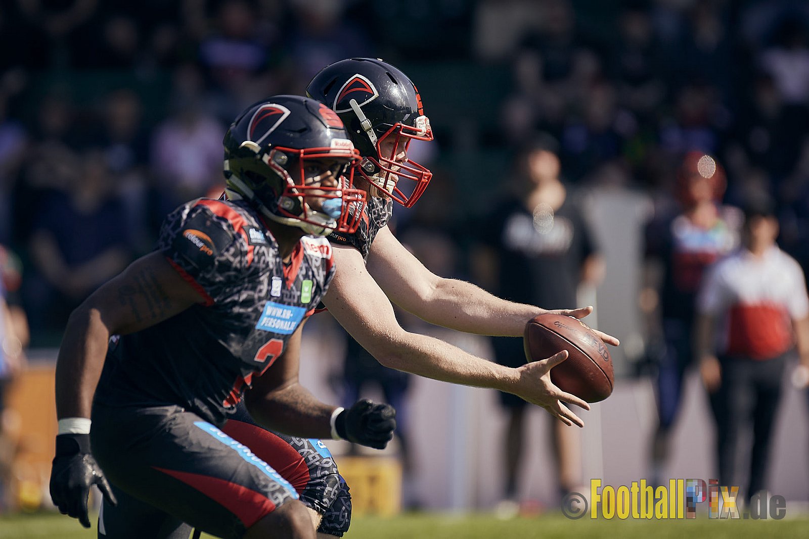 GFL2 Season 2023 Solingen Paladins vs. Düsseldorf Panther am 27.05.2023 im Stadion Jahnkampfbahn Solingen, Adolf-Clarenbach-Straße 36, 42719 Solingen. Punkte Endstand 20 : 21.
[Bildnummer: 2023-05-27_0096] - SolingenPaladinsVsDPanther