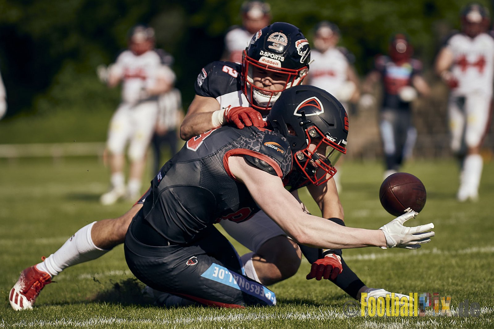 GFL2 Season 2023 Solingen Paladins vs. Düsseldorf Panther am 27.05.2023 im Stadion Jahnkampfbahn Solingen, Adolf-Clarenbach-Straße 36, 42719 Solingen. Punkte Endstand 20 : 21.
[Bildnummer: 2023-05-27_0236] - SolingenPaladinsVsDPanther