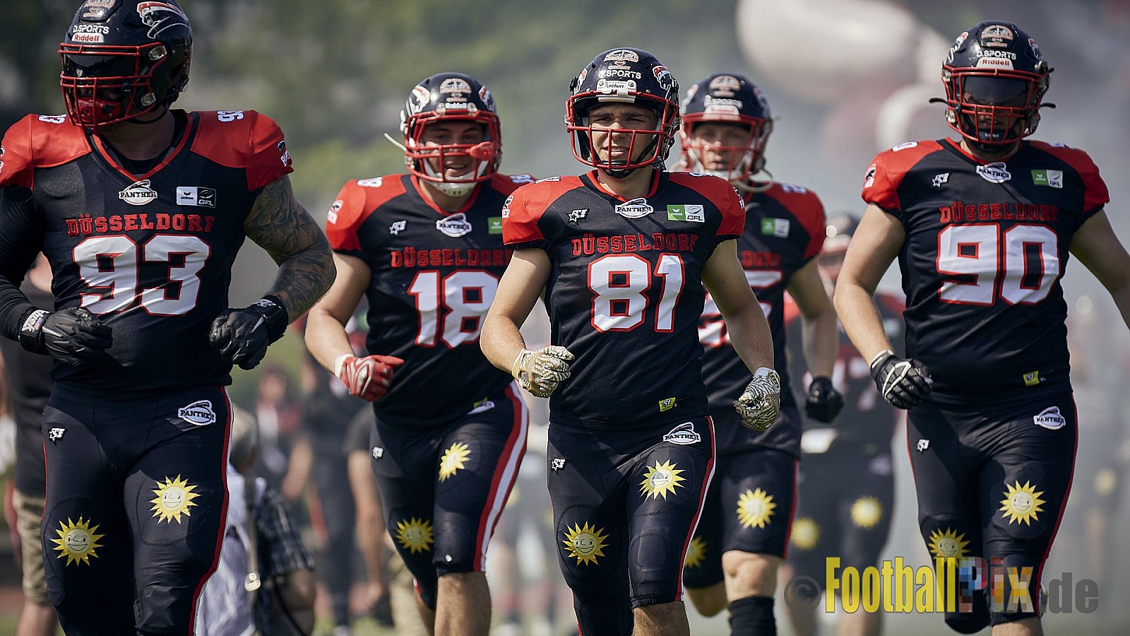 Spiel der GFL2 Season 2023 Düsseldorf Panther vs. Rostock Griffins am 17.06.2023 im Stadion VfL Benrath, Karl-Hohmann-Straße 70, 40597 Düsseldorf. Punkte Endstand 46 : 26. 
Bildnummer: 2023-06-17_0021 - DPantherVsRostockGriffins