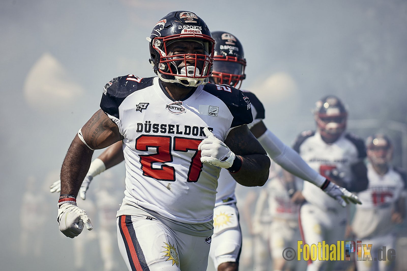 Spiel der GFL2 Season 2023 Düsseldorf Panther vs. Münster Blackhawks am 08.07.2023 im Stadion VfL Benrath, Karl-Hohmann-Straße 70, 40597 Düsseldorf. Punkte Endstand 39 : 0. 
Bildnummer: 2023-07-08_0012 - DPantherVsMsBlackhawks