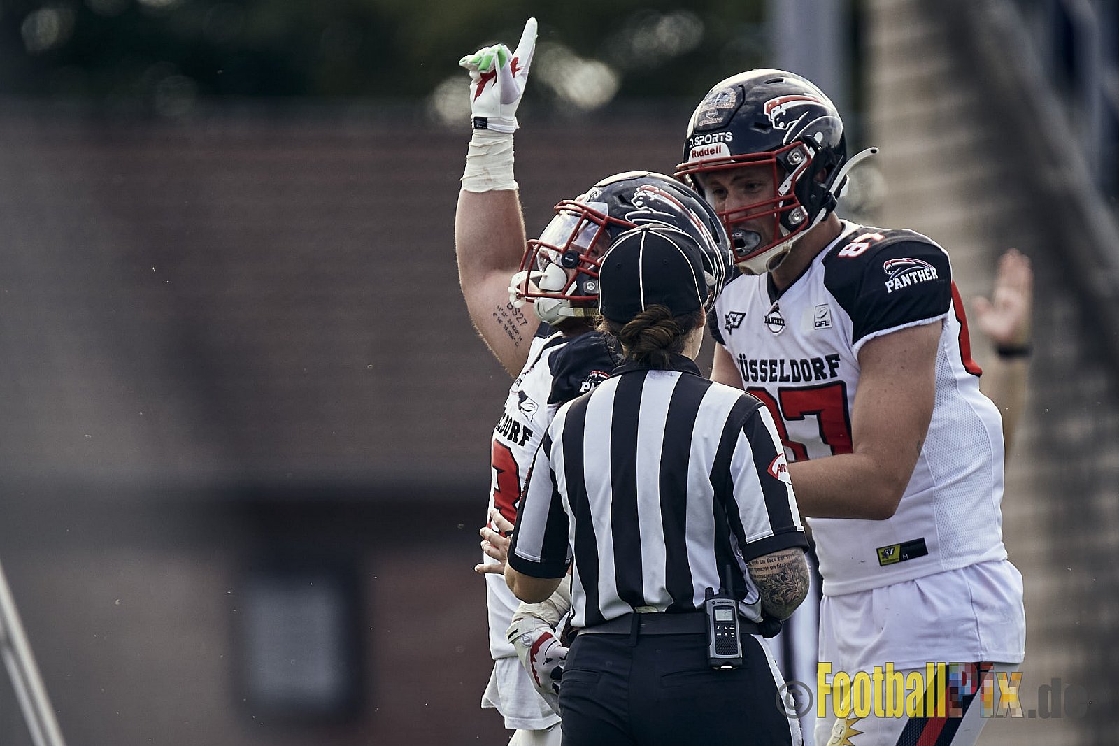 Spiel der GFL2 Season 2023 Düsseldorf Panther vs. Münster Blackhawks am 08.07.2023 im Stadion VfL Benrath, Karl-Hohmann-Straße 70, 40597 Düsseldorf. Punkte Endstand 39 : 0. 
Bildnummer: 2023-07-08_0344 - DPantherVsMsBlackhawks
