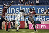 Die 6.Spielwoche der European League of Football (ELF) Season 2023 Rhein Fire vs. Munich Ravens am 09.07.2023 im Stadion Schauinsland-Reisen-Arena, Margaretenstra&szlig;e 5-7, 47055 Duisburg. Punkte Endstand 39 : 25. Bildnummer: 2023-07-09_0870 - ELF MunichRavens@RheinFire