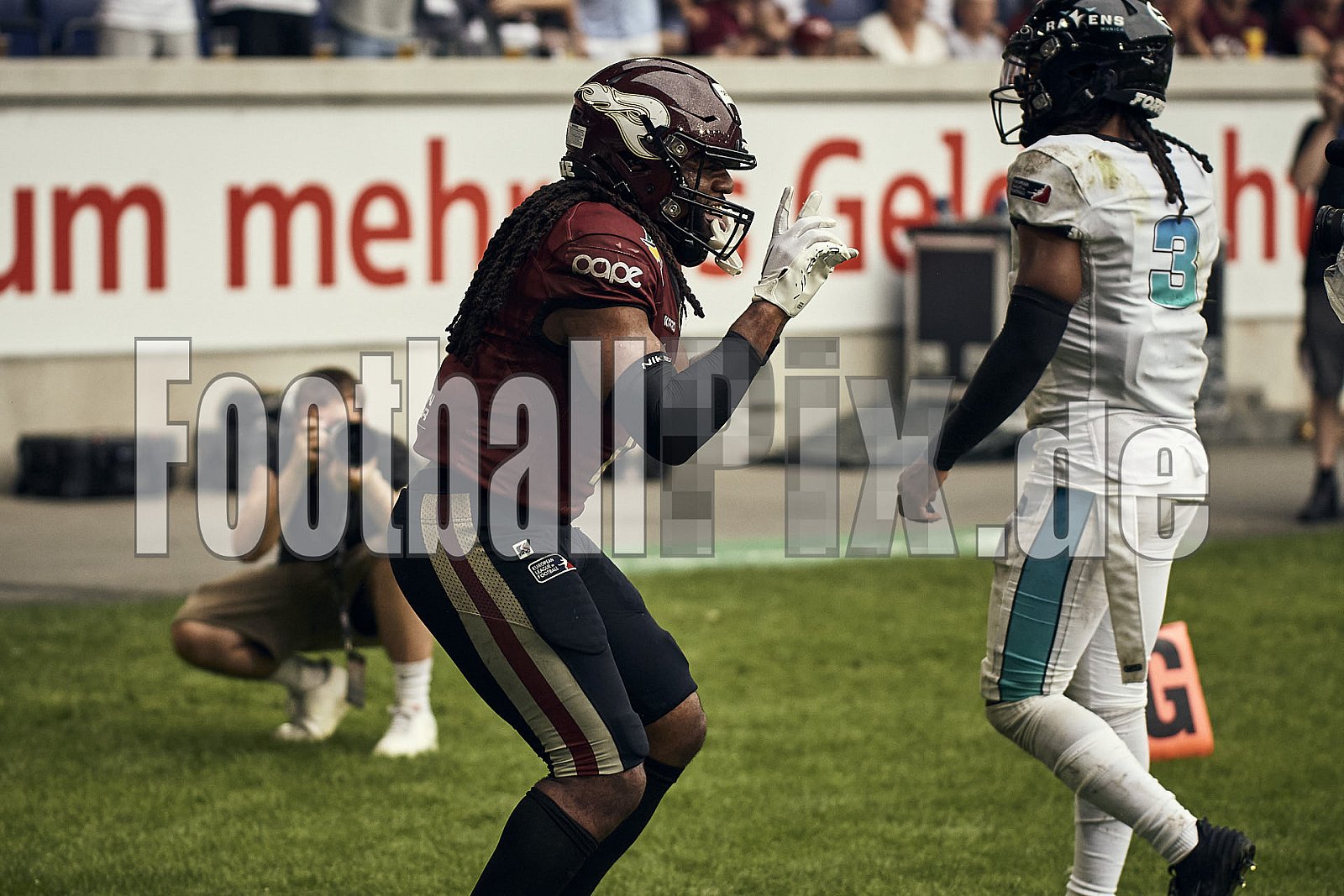 Die 6.Spielwoche der European League of Football (ELF) Season 2023 Rhein Fire vs. Munich Ravens am 09.07.2023 im Stadion Schauinsland-Reisen-Arena, Margaretenstraße 5-7, 47055 Duisburg. Punkte Endstand 39 : 25. 
Bildnummer: 2023-07-09_0938 - ELF MunichRavens@RheinFire