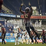 Die 6.Spielwoche der European League of Football (ELF) Season 2023 Rhein Fire vs. Munich Ravens am 09.07.2023 im Stadion Schauinsland-Reisen-Arena, Margaretenstra&szlig;e 5-7, 47055 Duisburg. Punkte Endstand 39 : 25. Bildnummer: 2023-07-09_1016 - ELF MunichRavens@RheinFire