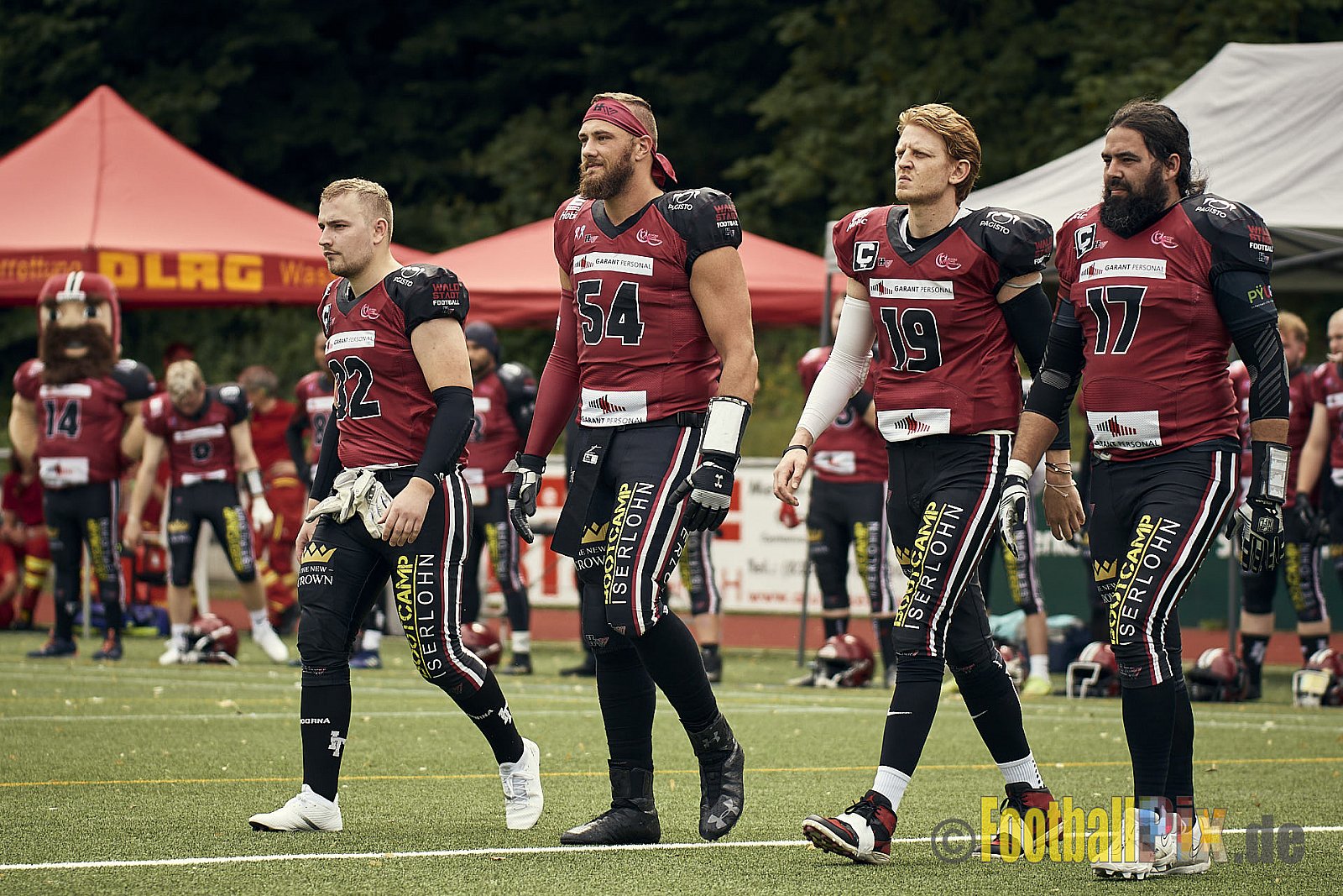 AFCV Landesliga NRW Season 2023 Iserlohn Titans vs. Lüdenscheid Lightnings am 5.08.2023 im Stadion inceptum-Stadion am Seilersee, Seeuferstraße 26, 58636 Iserlohn. Punkte Endstand 18 : 28. 
Bildnummer: 2023-08-05_0016 - IserlohnTitansVsLuedenscheidLightnings