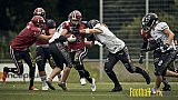 AFCV Landesliga NRW Season 2023 Iserlohn Titans vs. Lüdenscheid Lightnings am 5.08.2023 im Stadion inceptum-Stadion am Seilersee, Seeuferstraße 26, 58636 Iserlohn. Punkte Endstand 18 : 28. 
Bildnummer: 2023-08-05_0167 - IserlohnTitansVsLuedenscheidLightnings