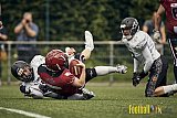AFCV Landesliga NRW Season 2023 Iserlohn Titans vs. Lüdenscheid Lightnings am 5.08.2023 im Stadion inceptum-Stadion am Seilersee, Seeuferstraße 26, 58636 Iserlohn. Punkte Endstand 18 : 28. 
Bildnummer: 2023-08-05_0212 - IserlohnTitansVsLuedenscheidLightnings