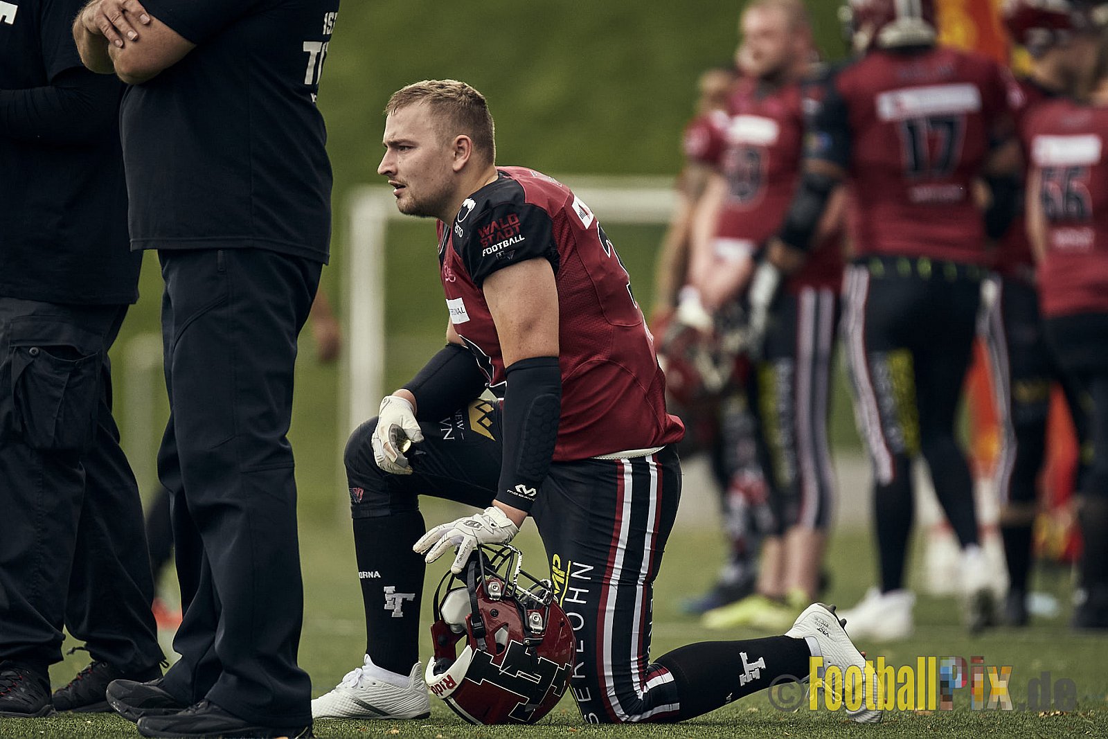 AFCV Landesliga NRW Season 2023 Iserlohn Titans vs. Lüdenscheid Lightnings am 5.08.2023 im Stadion inceptum-Stadion am Seilersee, Seeuferstraße 26, 58636 Iserlohn. Punkte Endstand 18 : 28. 
Bildnummer: 2023-08-05_0249 - IserlohnTitansVsLuedenscheidLightnings