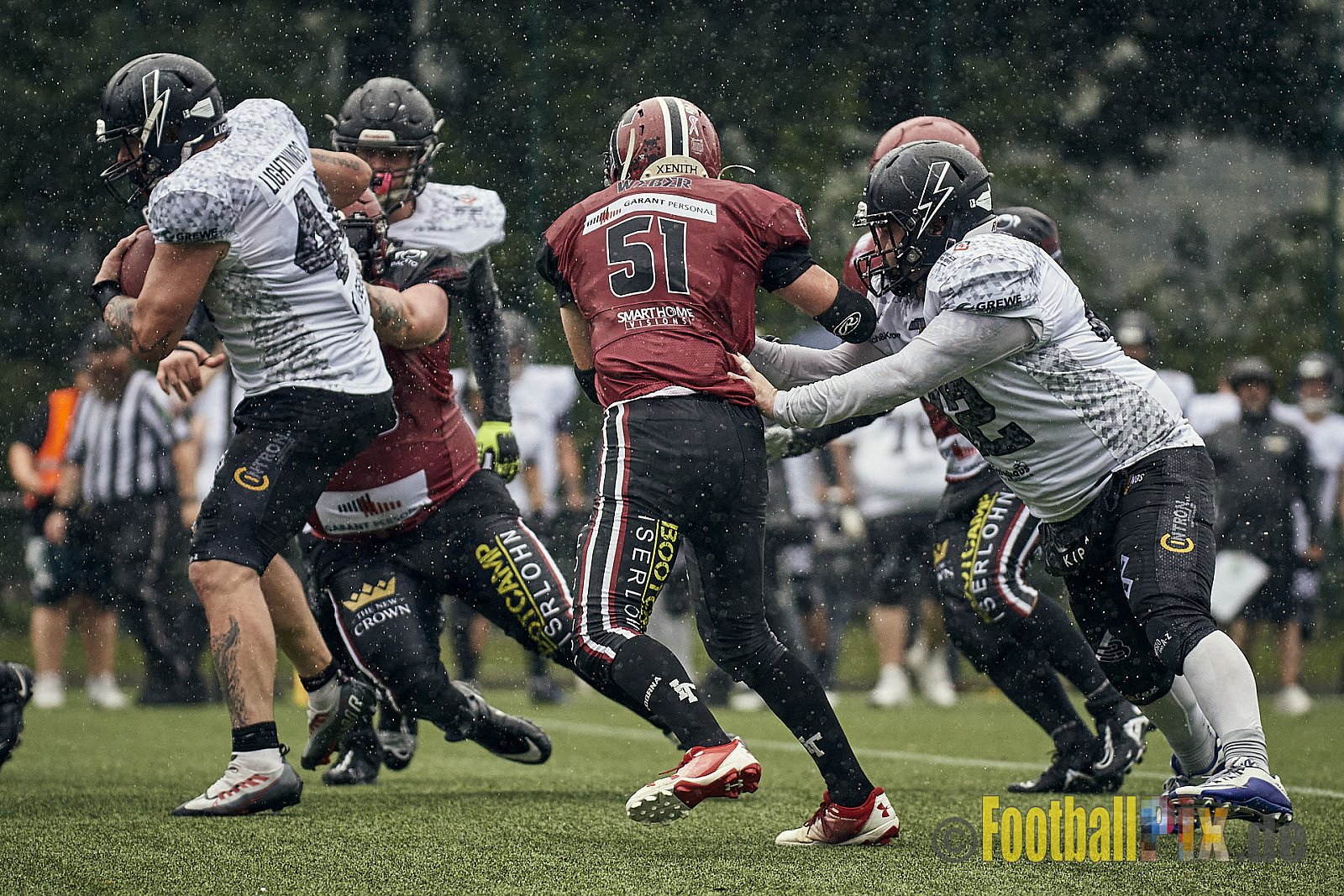 AFCV Landesliga NRW Season 2023 Iserlohn Titans vs. Lüdenscheid Lightnings am 5.08.2023 im Stadion inceptum-Stadion am Seilersee, Seeuferstraße 26, 58636 Iserlohn. Punkte Endstand 18 : 28. 
Bildnummer: 2023-08-05_0283 - IserlohnTitansVsLuedenscheidLightnings