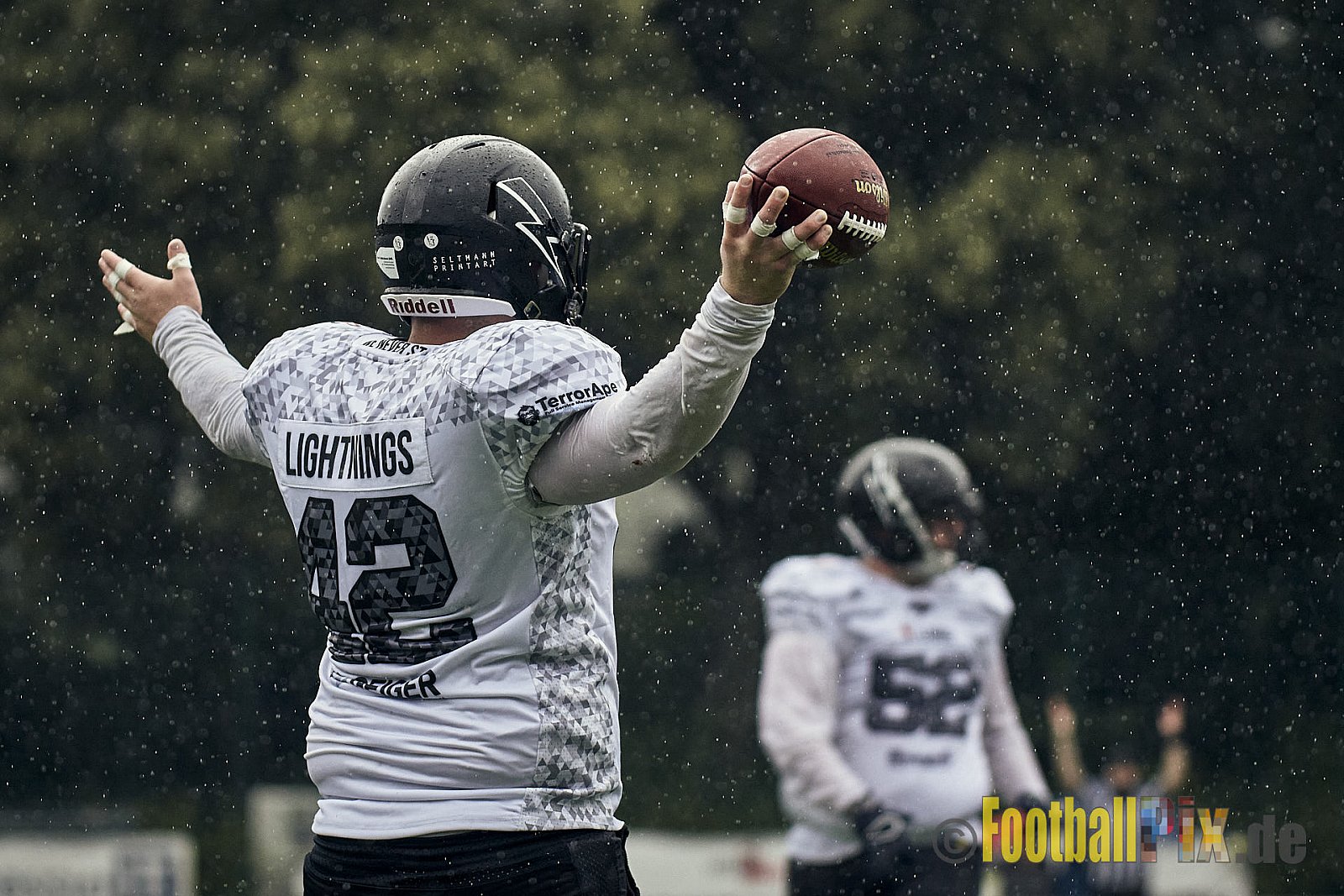 AFCV Landesliga NRW Season 2023 Iserlohn Titans vs. Lüdenscheid Lightnings am 5.08.2023 im Stadion inceptum-Stadion am Seilersee, Seeuferstraße 26, 58636 Iserlohn. Punkte Endstand 18 : 28. 
Bildnummer: 2023-08-05_0318 - IserlohnTitansVsLuedenscheidLightnings