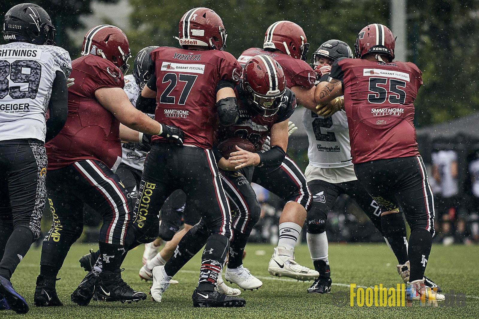 AFCV Landesliga NRW Season 2023 Iserlohn Titans vs. Lüdenscheid Lightnings am 5.08.2023 im Stadion inceptum-Stadion am Seilersee, Seeuferstraße 26, 58636 Iserlohn. Punkte Endstand 18 : 28. 
Bildnummer: 2023-08-05_0324 - IserlohnTitansVsLuedenscheidLightnings