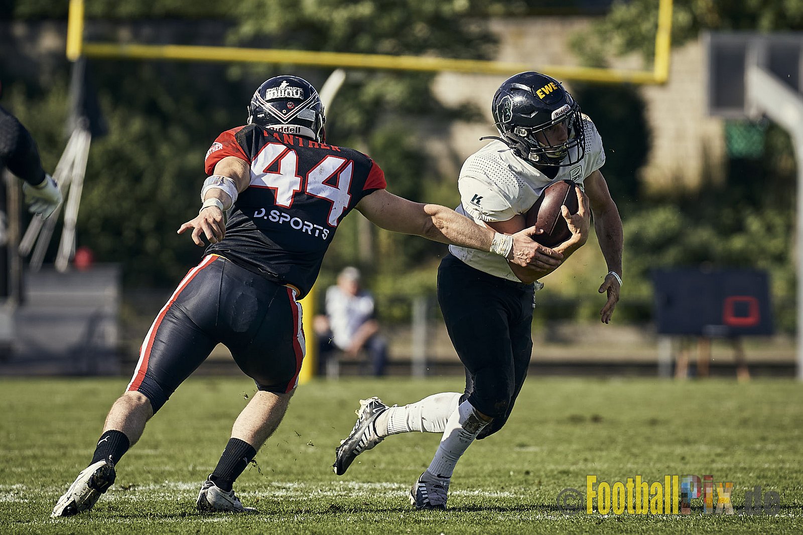 Ligaspiel der GFL2 Season 2023 Düsseldorf Panther vs. Oldenburg Knights am 12.08.2023 im Stadion VfL Benrath, Karl-Hohmann-Straße 70, 40597 Düsseldorf. Punkte Endstand 6 : 8.
Bildnummer: 2023-08-12_0120 - DPantherVsOldenburgKnights