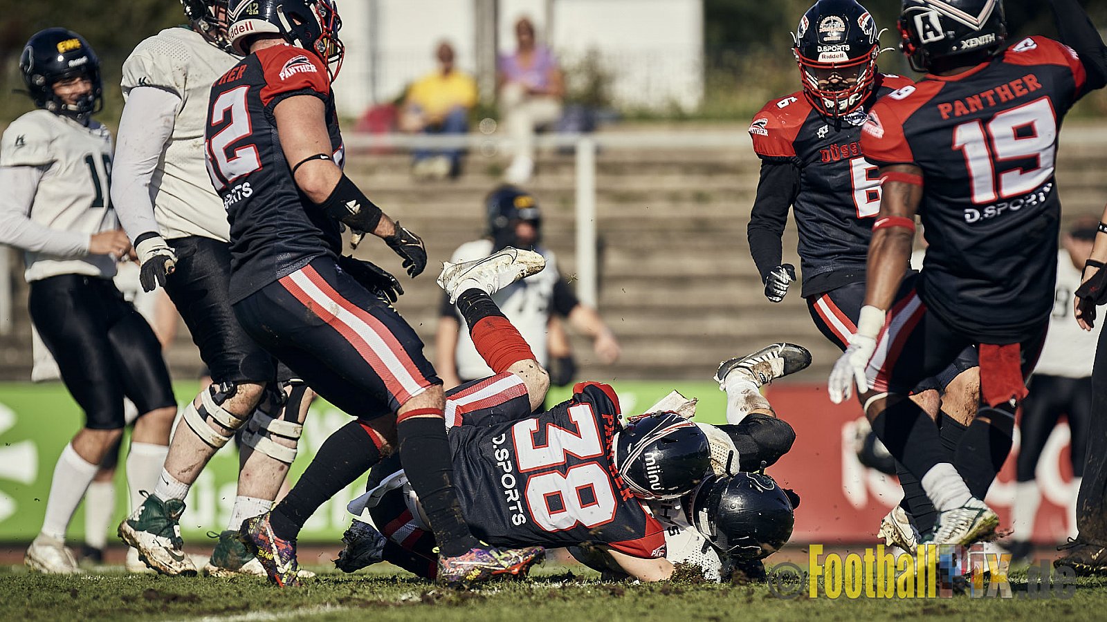 Ligaspiel der GFL2 Season 2023 Düsseldorf Panther vs. Oldenburg Knights am 12.08.2023 im Stadion VfL Benrath, Karl-Hohmann-Straße 70, 40597 Düsseldorf. Punkte Endstand 6 : 8.
Bildnummer: 2023-08-12_0165 - DPantherVsOldenburgKnights