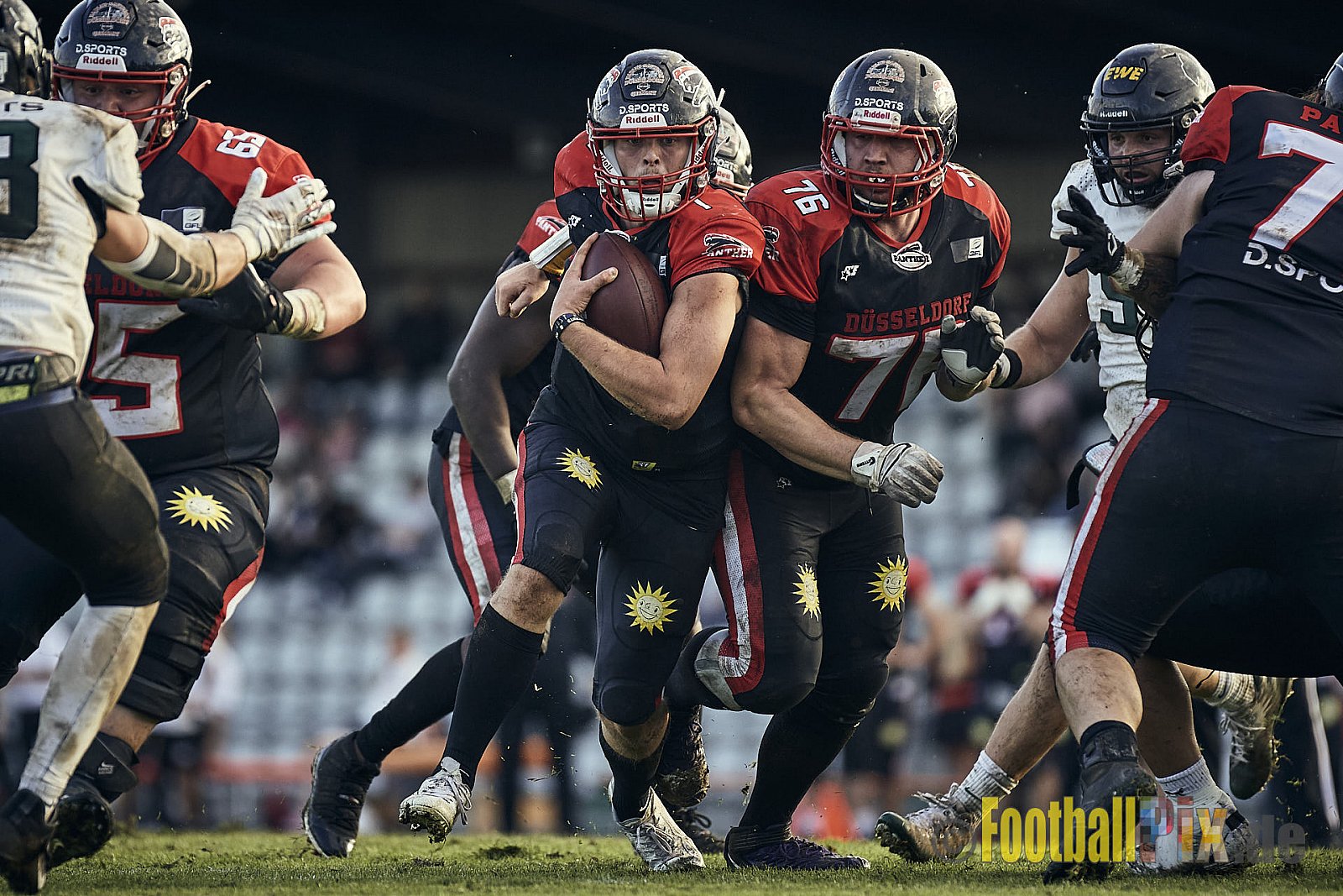 Ligaspiel der GFL2 Season 2023 Düsseldorf Panther vs. Oldenburg Knights am 12.08.2023 im Stadion VfL Benrath, Karl-Hohmann-Straße 70, 40597 Düsseldorf. Punkte Endstand 6 : 8.
Bildnummer: 2023-08-12_0325 - DPantherVsOldenburgKnights