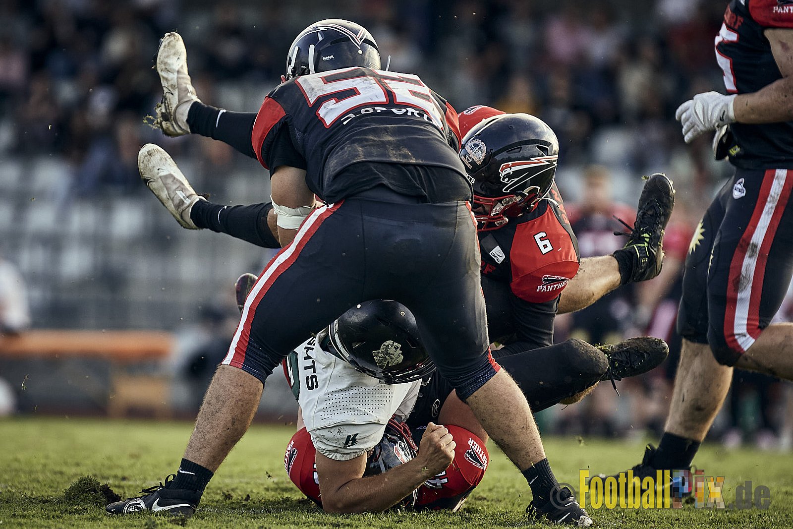 Ligaspiel der GFL2 Season 2023 Düsseldorf Panther vs. Oldenburg Knights am 12.08.2023 im Stadion VfL Benrath, Karl-Hohmann-Straße 70, 40597 Düsseldorf. Punkte Endstand 6 : 8.
Bildnummer: 2023-08-12_0353 - DPantherVsOldenburgKnights