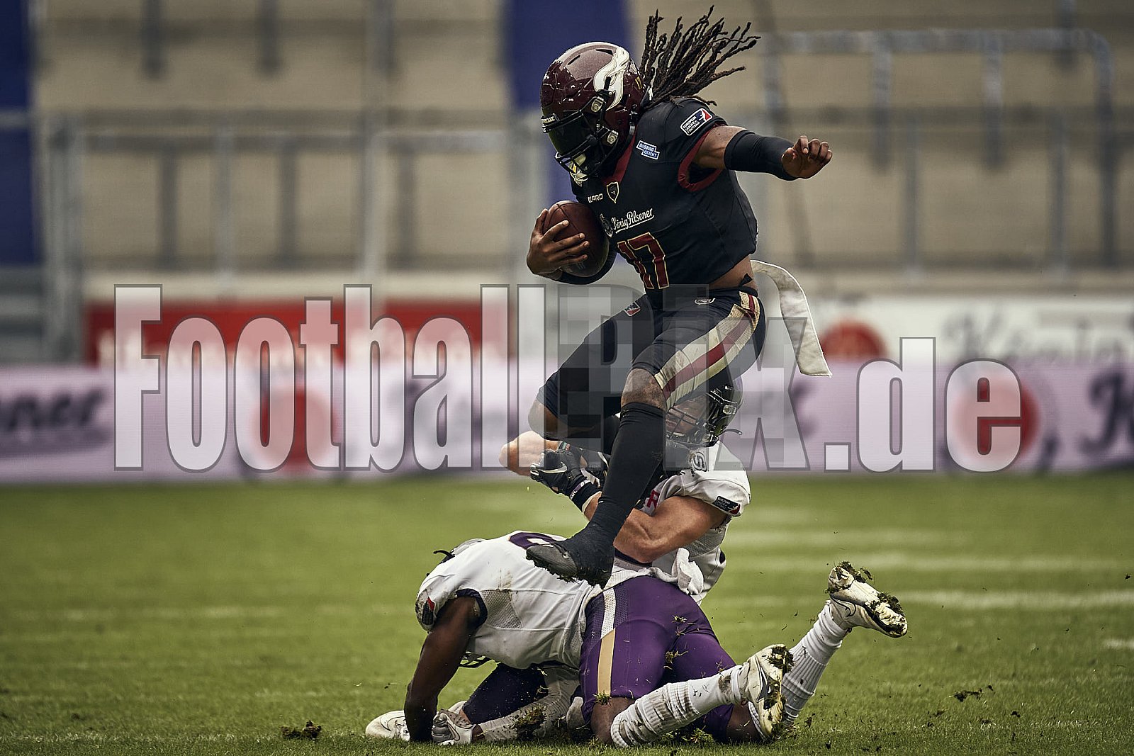 Das Halbfinale der European League of Football (ELF) Season 2023 Rhein Fire vs. Frankfurt Galaxy am 17.09.2023 im Stadion Schauinsland-Reisen-Arena, Margaretenstraße 5-7, 47055 Duisburg. Punkte Endstand 42 : 23. 
Bildnummer: 2023-09-17_1287 - FrankfurtGalaxy@RheinFire
