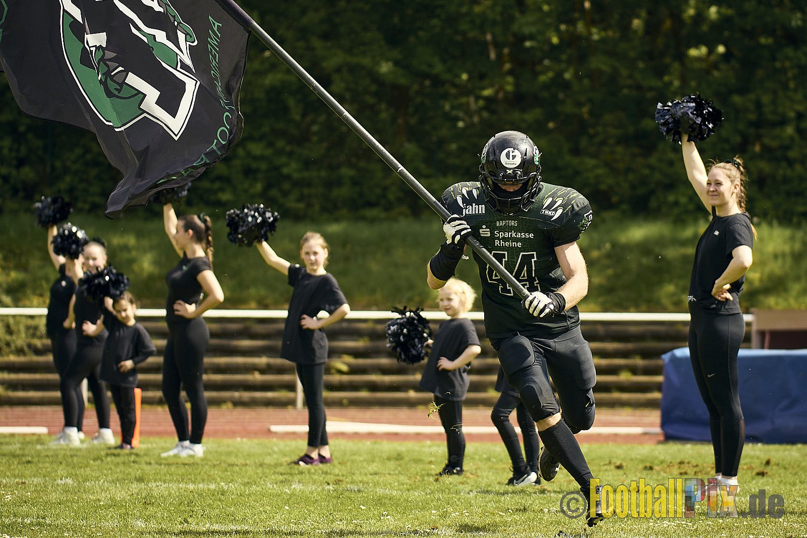 AFCV Verbandsliga Season 2024 Rheine Raptors vs. Gelsenkirchen Devils am 28.04.2024 im Jahnstadion, Schützenstraße, 48429 Rheine, Punkte Endstand 28 : 31.
[Bildnummer: 2024-04-28_0066] - RheineRaptorsVsGelsenkirchenDevils