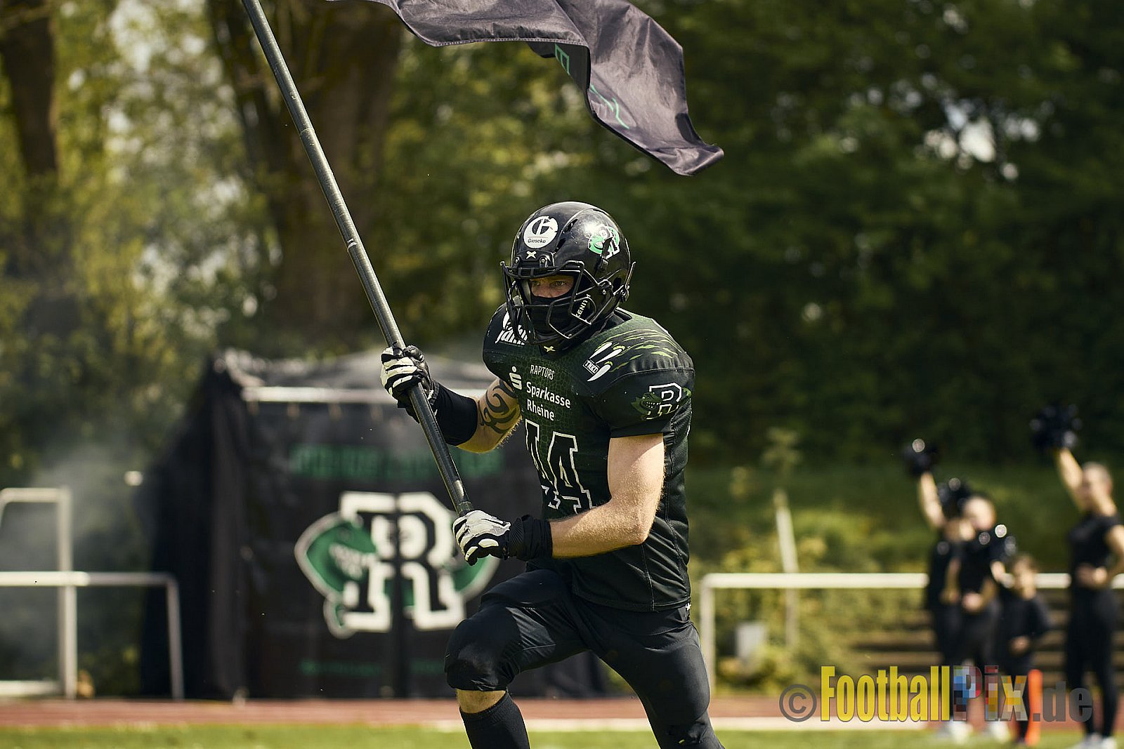 AFCV Verbandsliga Season 2024 Rheine Raptors vs. Gelsenkirchen Devils am 28.04.2024 im Jahnstadion, Schützenstraße, 48429 Rheine, Punkte Endstand 28 : 31.
[Bildnummer: 2024-04-28_0074] - RheineRaptorsVsGelsenkirchenDevils