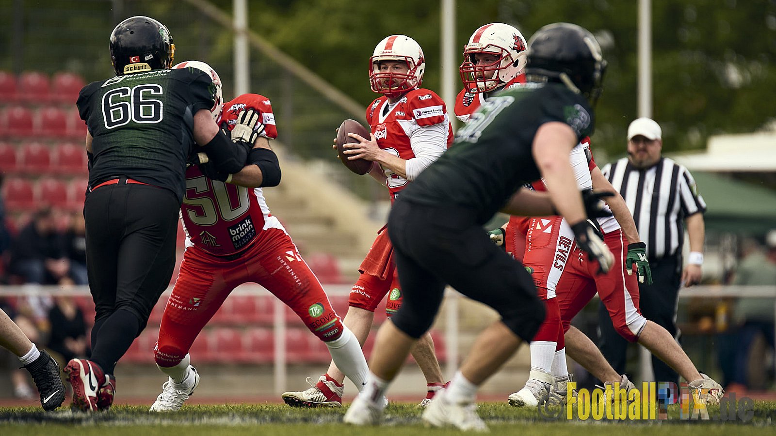 AFCV Verbandsliga Season 2024 Rheine Raptors vs. Gelsenkirchen Devils am 28.04.2024 im Jahnstadion, Schützenstraße, 48429 Rheine, Punkte Endstand 28 : 31.
[Bildnummer: 2024-04-28_0181] - RheineRaptorsVsGelsenkirchenDevils