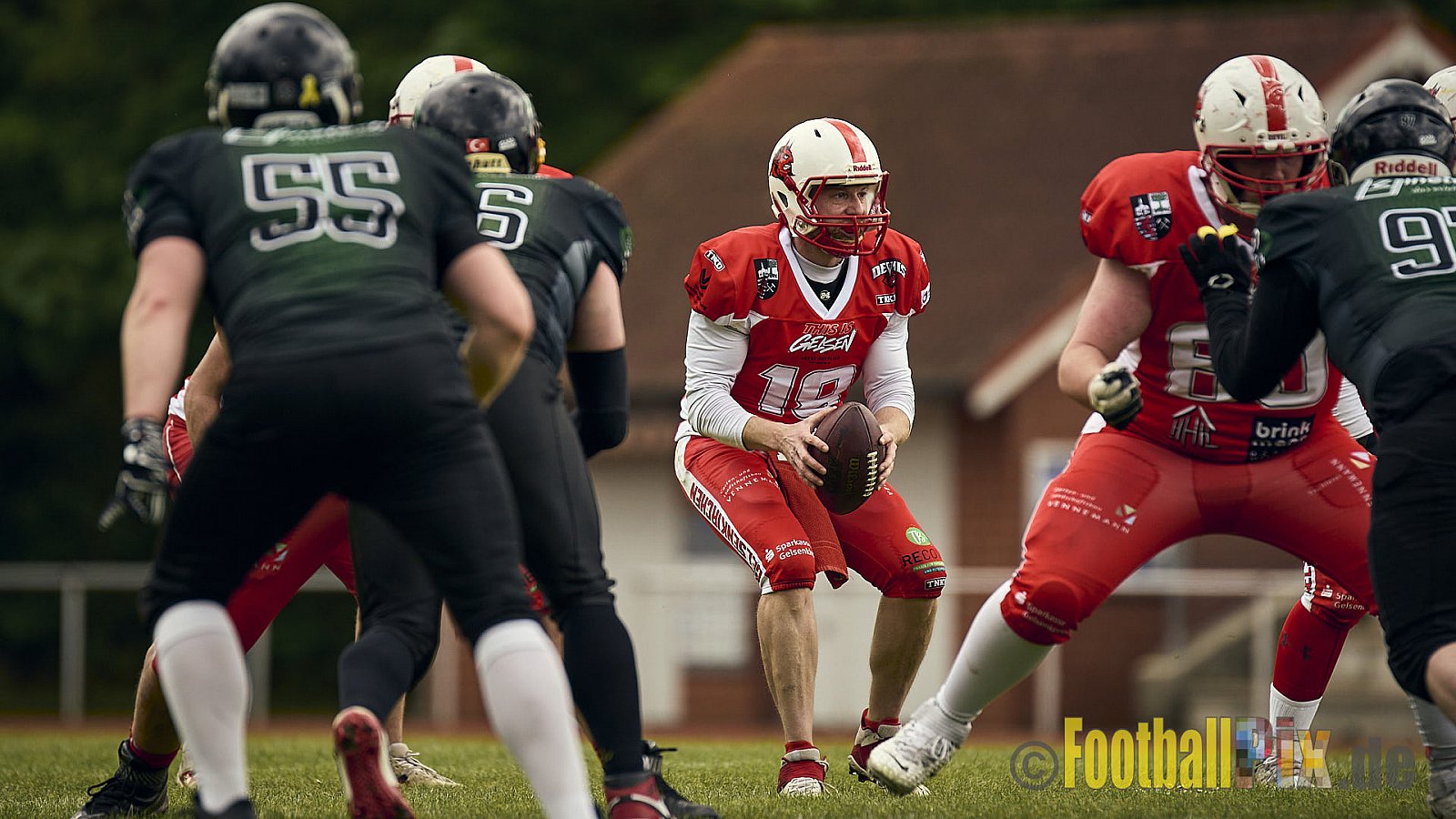 AFCV Verbandsliga Season 2024 Rheine Raptors vs. Gelsenkirchen Devils am 28.04.2024 im Jahnstadion, Schützenstraße, 48429 Rheine, Punkte Endstand 28 : 31.
[Bildnummer: 2024-04-28_0314] - RheineRaptorsVsGelsenkirchenDevils