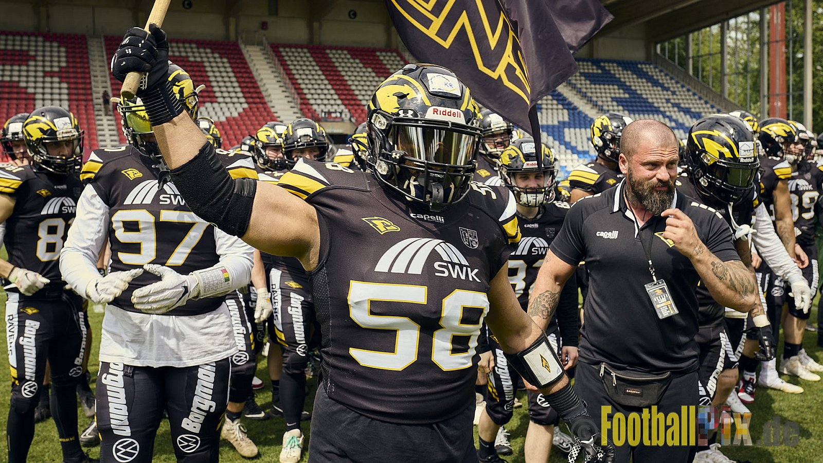 AFCV Regionalliga Season 2024 Krefeld Ravens vs. Troisdorf Jets am 05.05.2024 im Stadion Grotenburg, Tiergartenstraße 165, 47800 Krefeld, Punkte Endstand 46 : 14.
[Bildnummer: 2024-05-05_0059] - KrefeldRavensVsTroisdorfJets