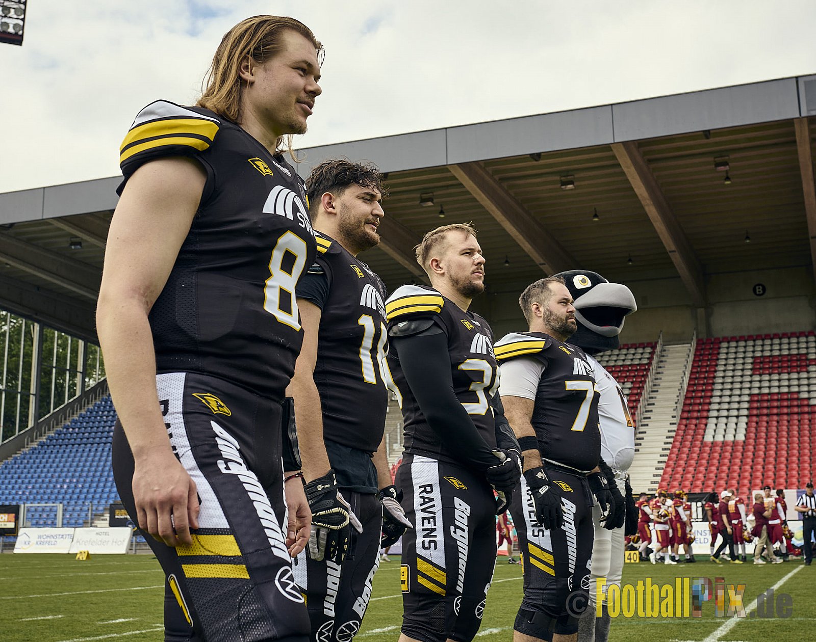 AFCV Regionalliga Season 2024 Krefeld Ravens vs. Troisdorf Jets am 05.05.2024 im Stadion Grotenburg, Tiergartenstraße 165, 47800 Krefeld, Punkte Endstand 46 : 14.
[Bildnummer: 2024-05-05_0104] - KrefeldRavensVsTroisdorfJets
