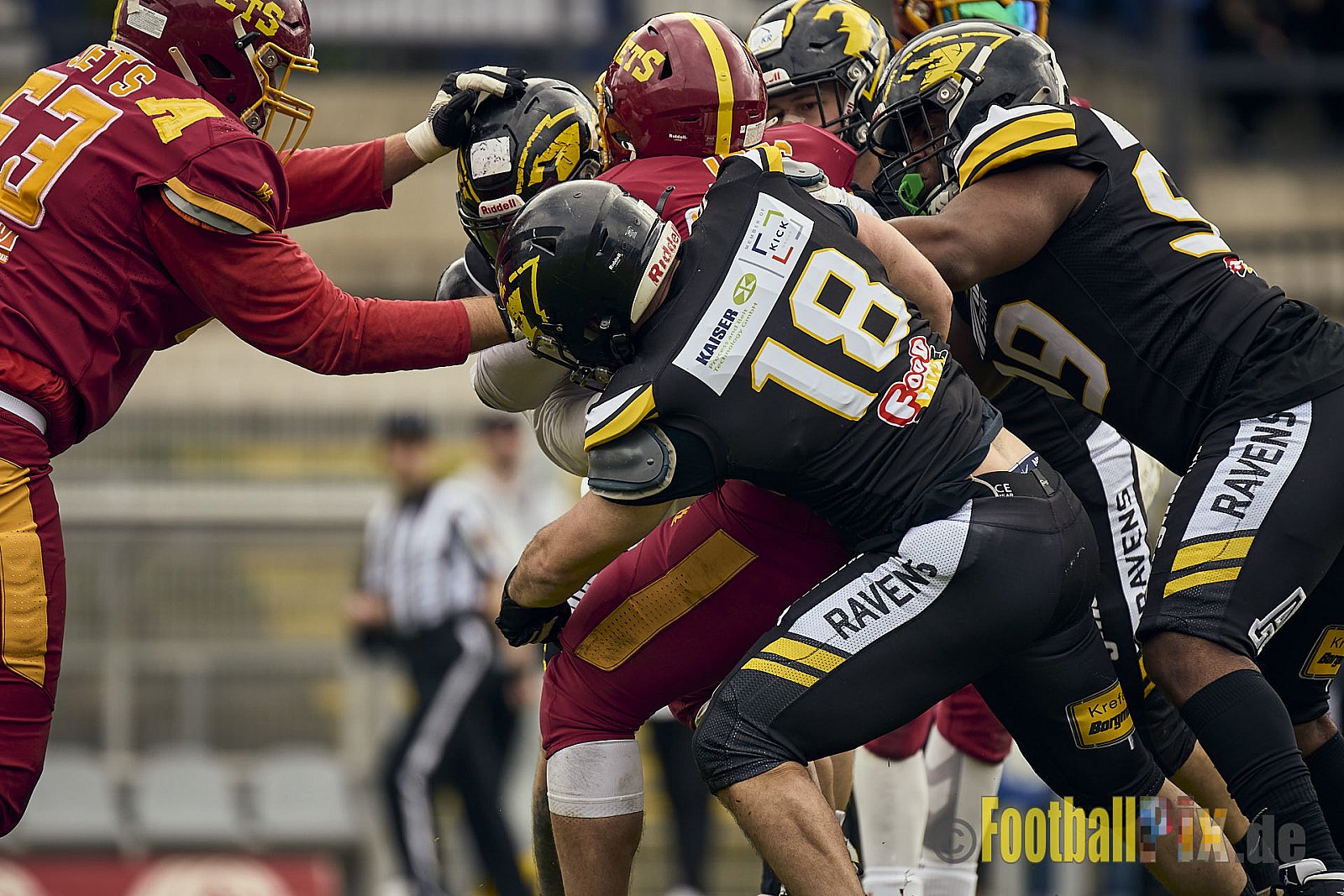 AFCV Regionalliga Season 2024 Krefeld Ravens vs. Troisdorf Jets am 05.05.2024 im Stadion Grotenburg, Tiergartenstraße 165, 47800 Krefeld, Punkte Endstand 46 : 14.
[Bildnummer: 2024-05-05_0184] - KrefeldRavensVsTroisdorfJets
