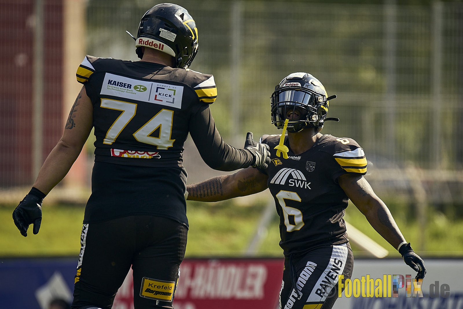 AFCV Regionalliga Season 2024 Krefeld Ravens vs. Troisdorf Jets am 05.05.2024 im Stadion Grotenburg, Tiergartenstraße 165, 47800 Krefeld, Punkte Endstand 46 : 14.
[Bildnummer: 2024-05-05_0550] - KrefeldRavensVsTroisdorfJets