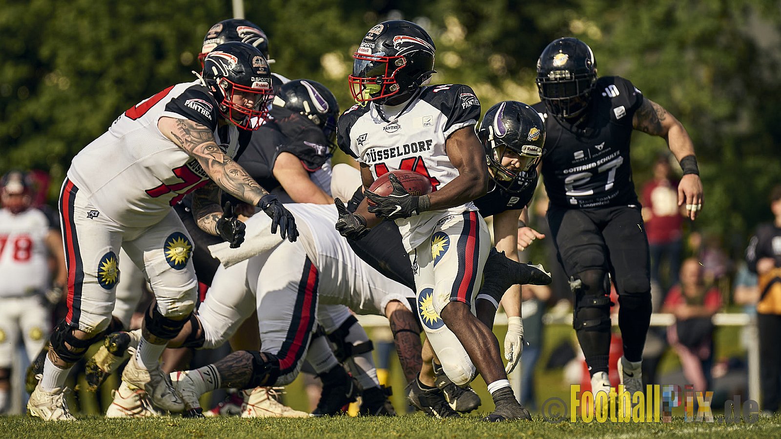 GFL2 Season 2024 Langenfeld Longhorns vs. Düsseldorf Panther am 25.05.2024 im Jahnstadion Langenfeld, Jahnstraße 4, 40764 Langenfeld (Rheinland). Punkte Endstand 16 : 07.
[Bildnummer: 2024-05-25_0475] - LangenfeldLonghornsVsDdorfPanther