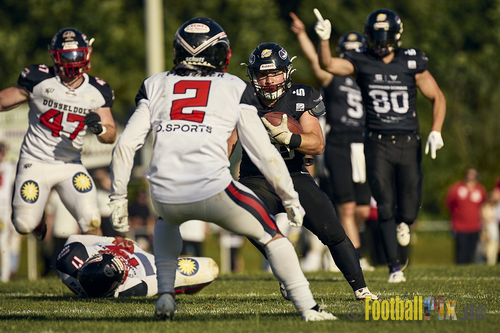 GFL2 Season 2024 Langenfeld Longhorns vs. Düsseldorf Panther am 25.05.2024 im Jahnstadion Langenfeld, Jahnstraße 4, 40764 Langenfeld (Rheinland). Punkte Endstand 16 : 07.
[Bildnummer: 2024-05-25_0636] - LangenfeldLonghornsVsDdorfPanther