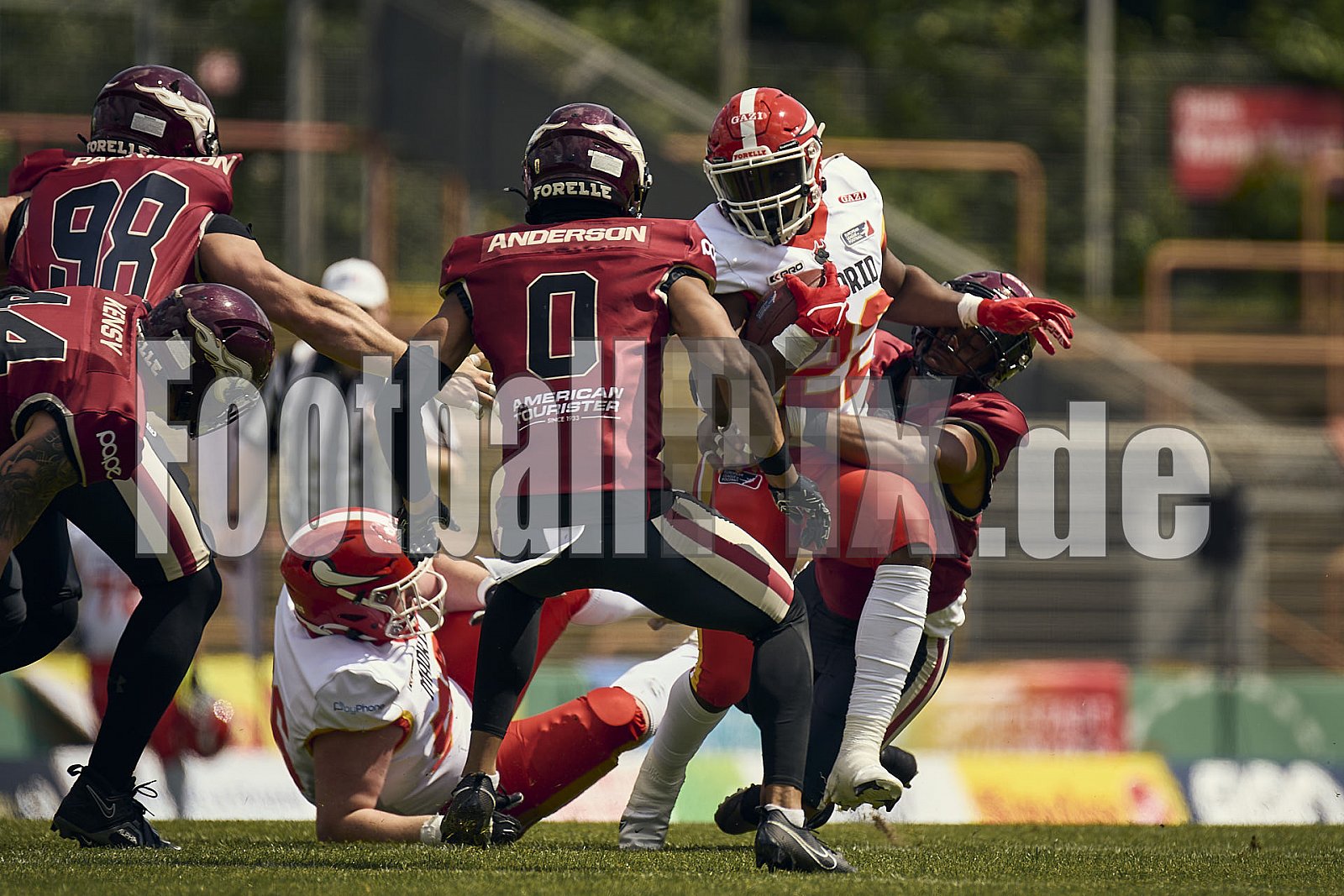 3.Spielwoche der European League of Football (ELF) Season 2024 Madrid Bravos at Rhein Fire am 08.06.2024 im Stadion Niederrhein, 2a Lindnerstraße, Osterfeld, Oberhausen, North Rhine – Westphalia, 46149, Germany. Spiel Endstand 22 : 10. Bildnummer: 2024-06-08_0303 - Elf MadridBravosAtRheinFire